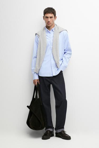 100% cotton regular fit striped shirt — Sky blue 1