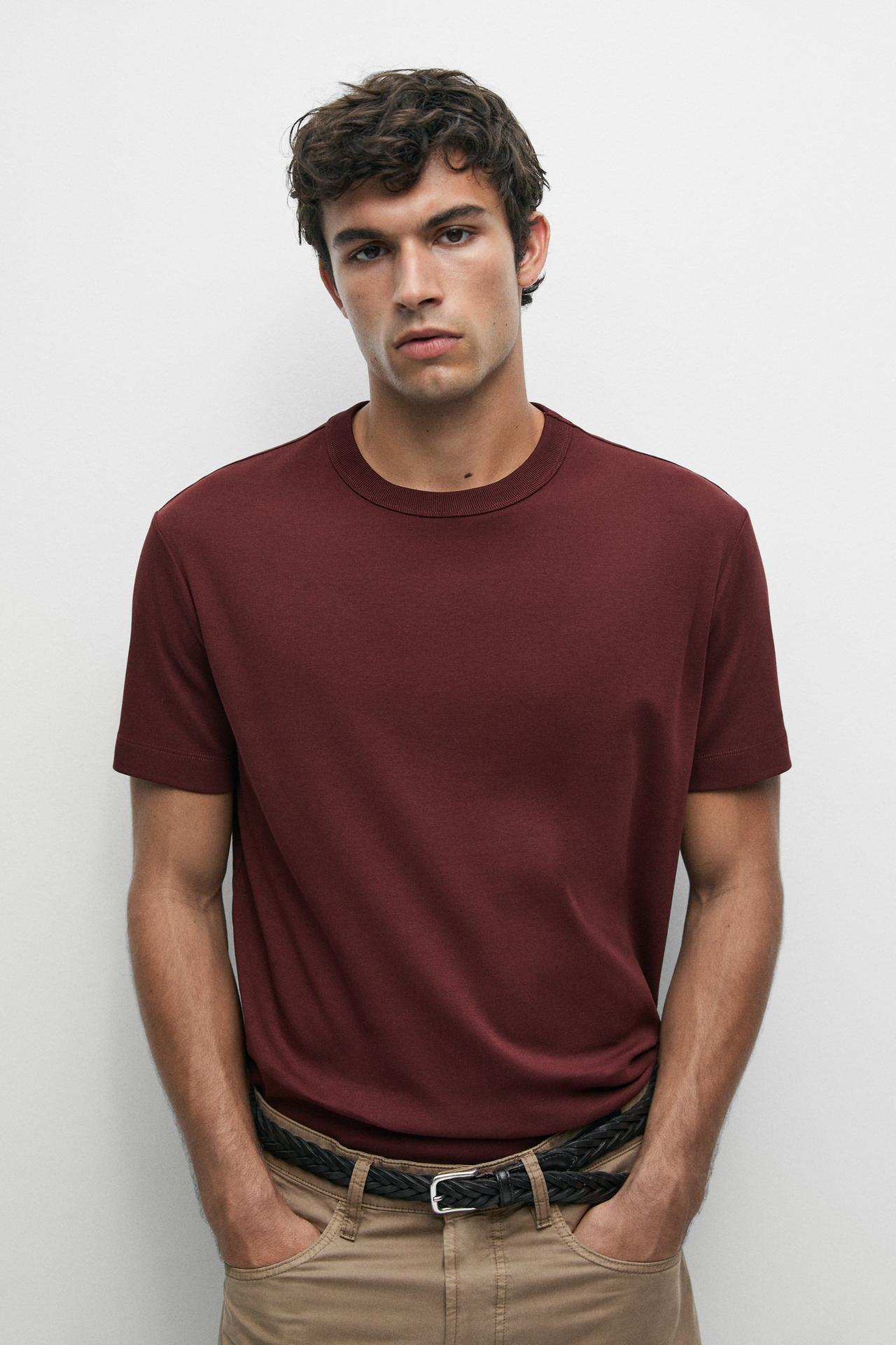 100% cotton short-sleeve T-shirt — MAROON