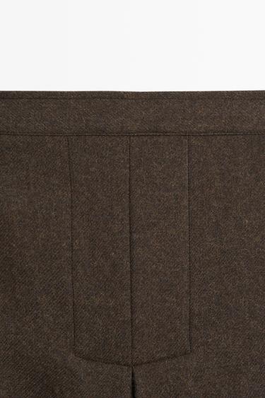 100% wool midi skirt with split detail — BROWN 9