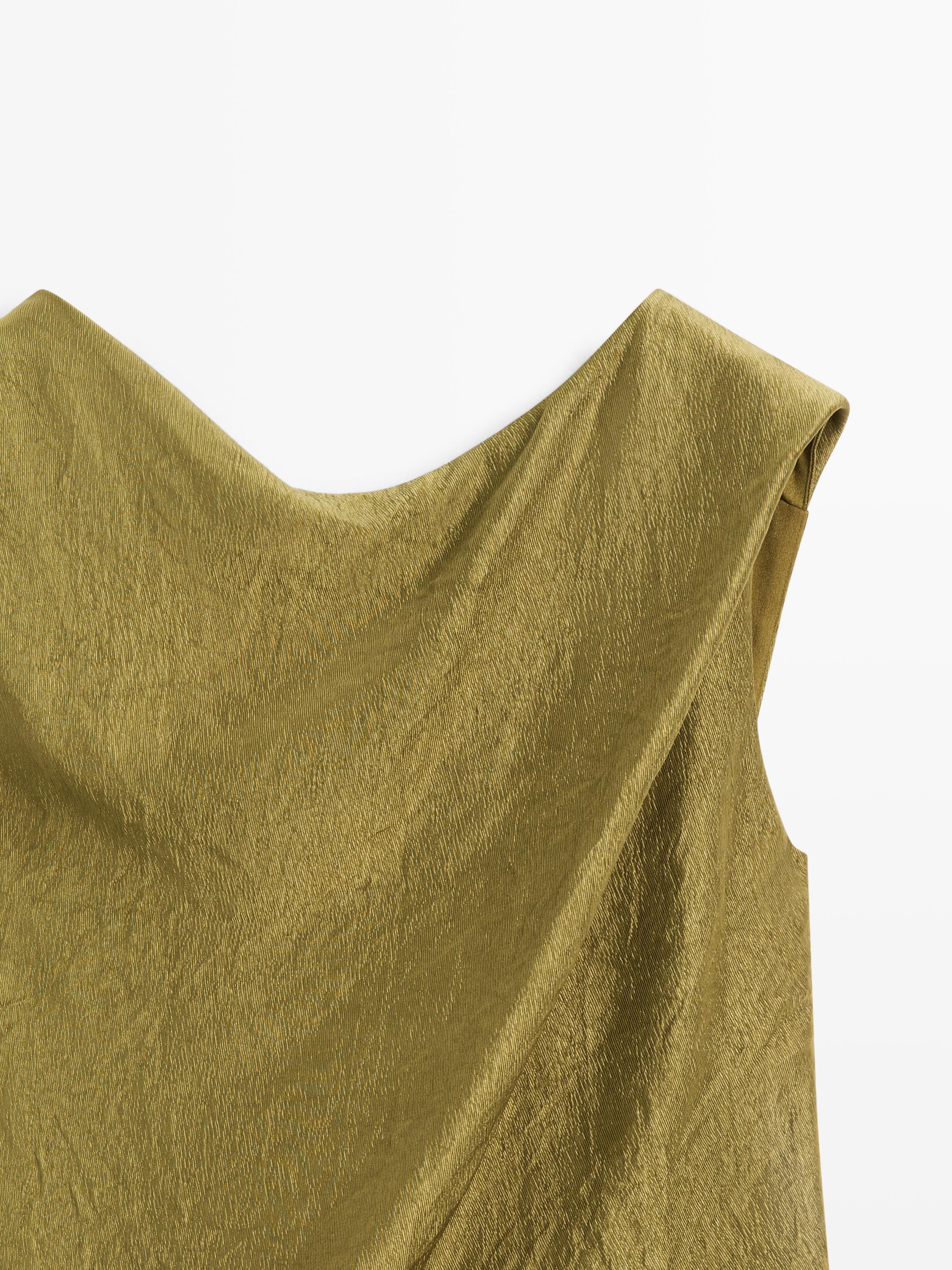 Massimo Dutti LONG Matching Dress WITH Pleated Detail Maxi dress, Women's, Size: Large, Green Massimo Dutti LONG Matching Dress WITH Pleated Detail Maxi dress, Women's, Size: Large, Green