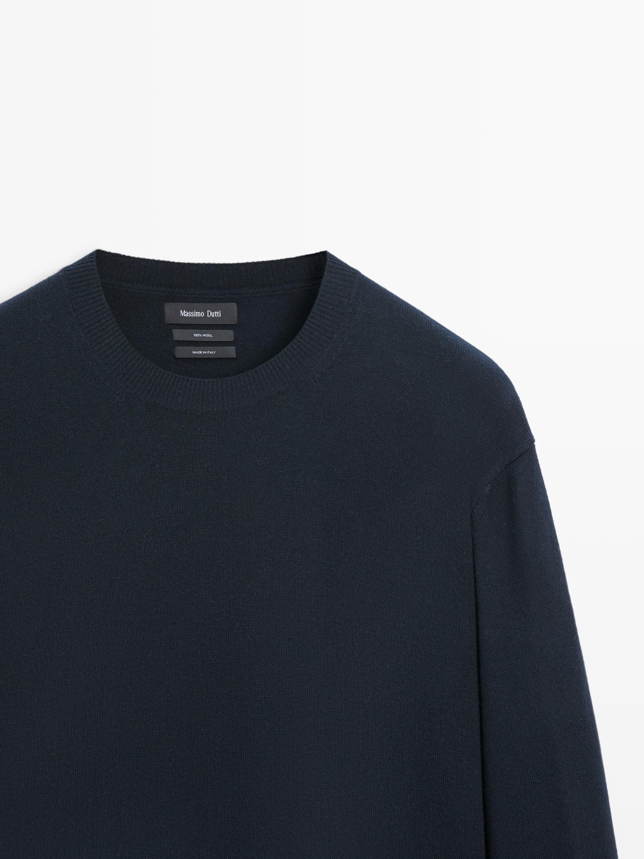 100% wool knit sweater — NAVY BLUE