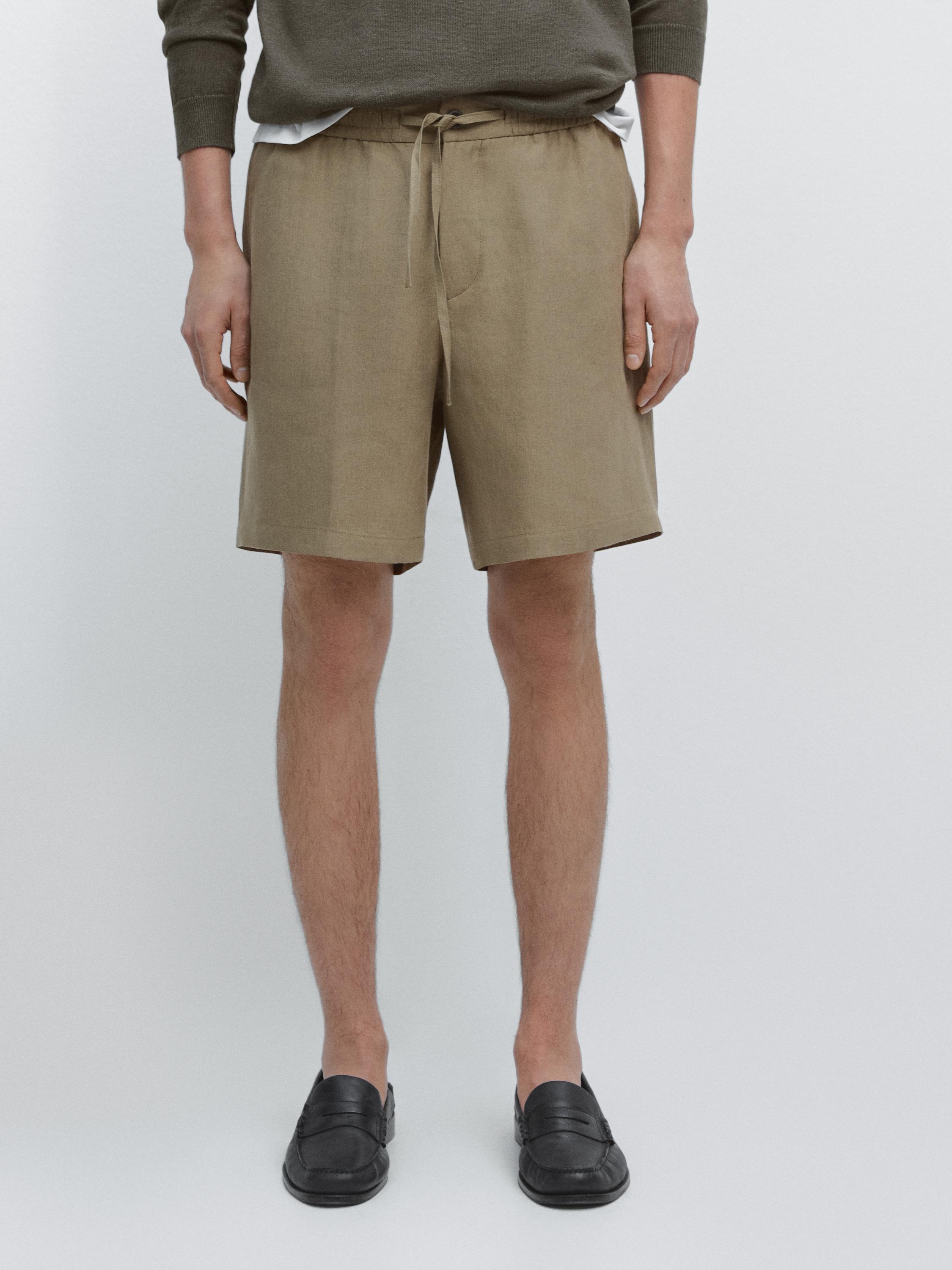 Linen jogger-fit Bermuda shorts