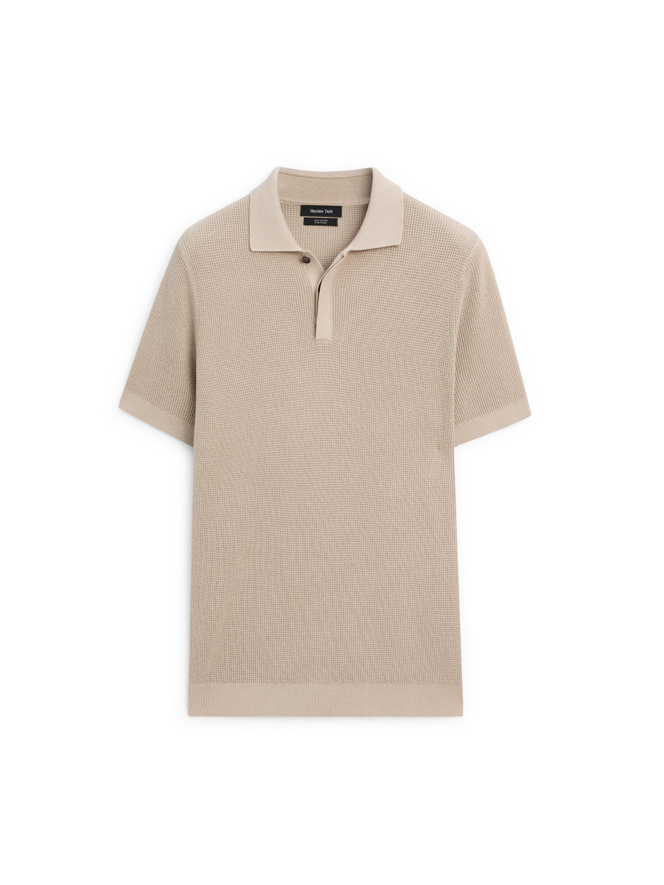 Textured cotton knit polo shirt — RUST