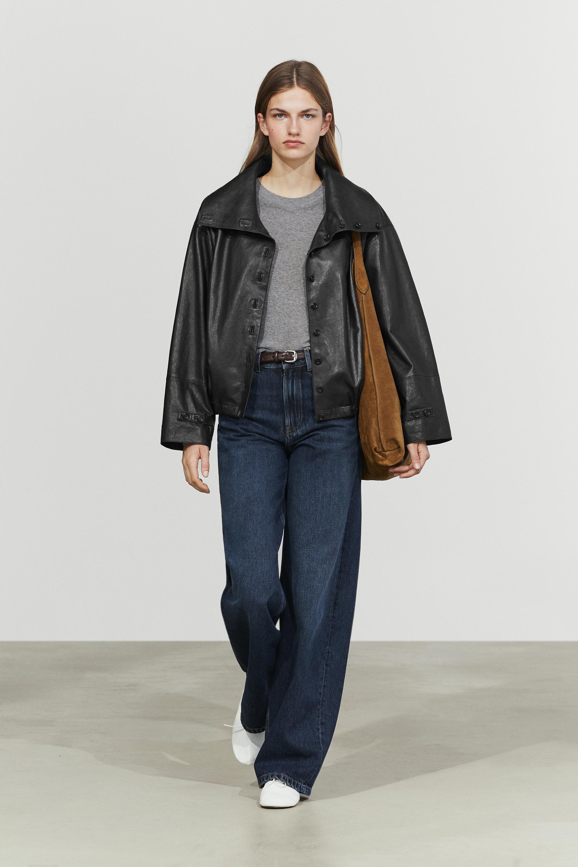 Chaqueta bomber pel napa detalle botóns