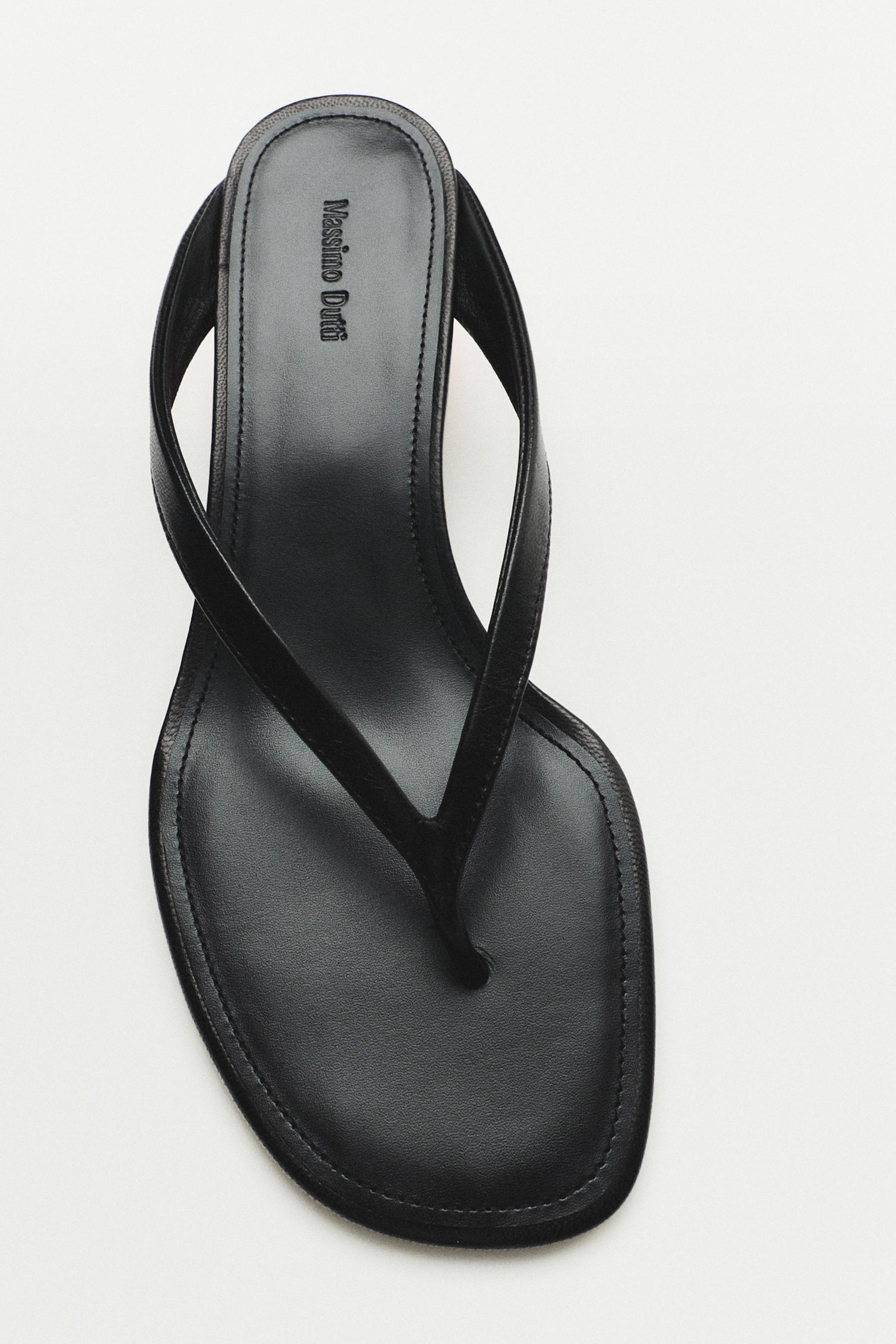 Mid-heel toe sandal — BLACK