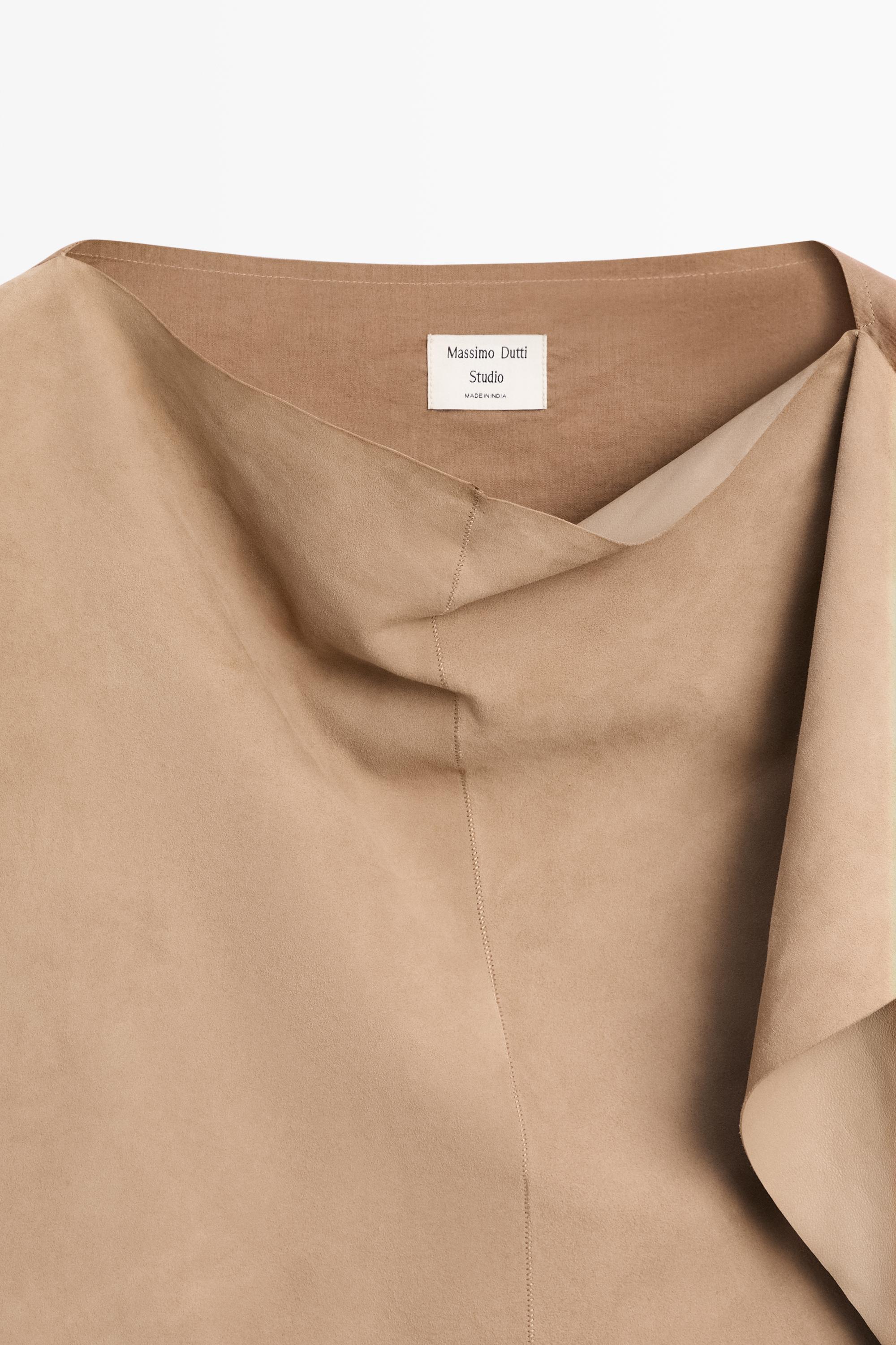 Asymmetric suede top - STUDIO — STONE