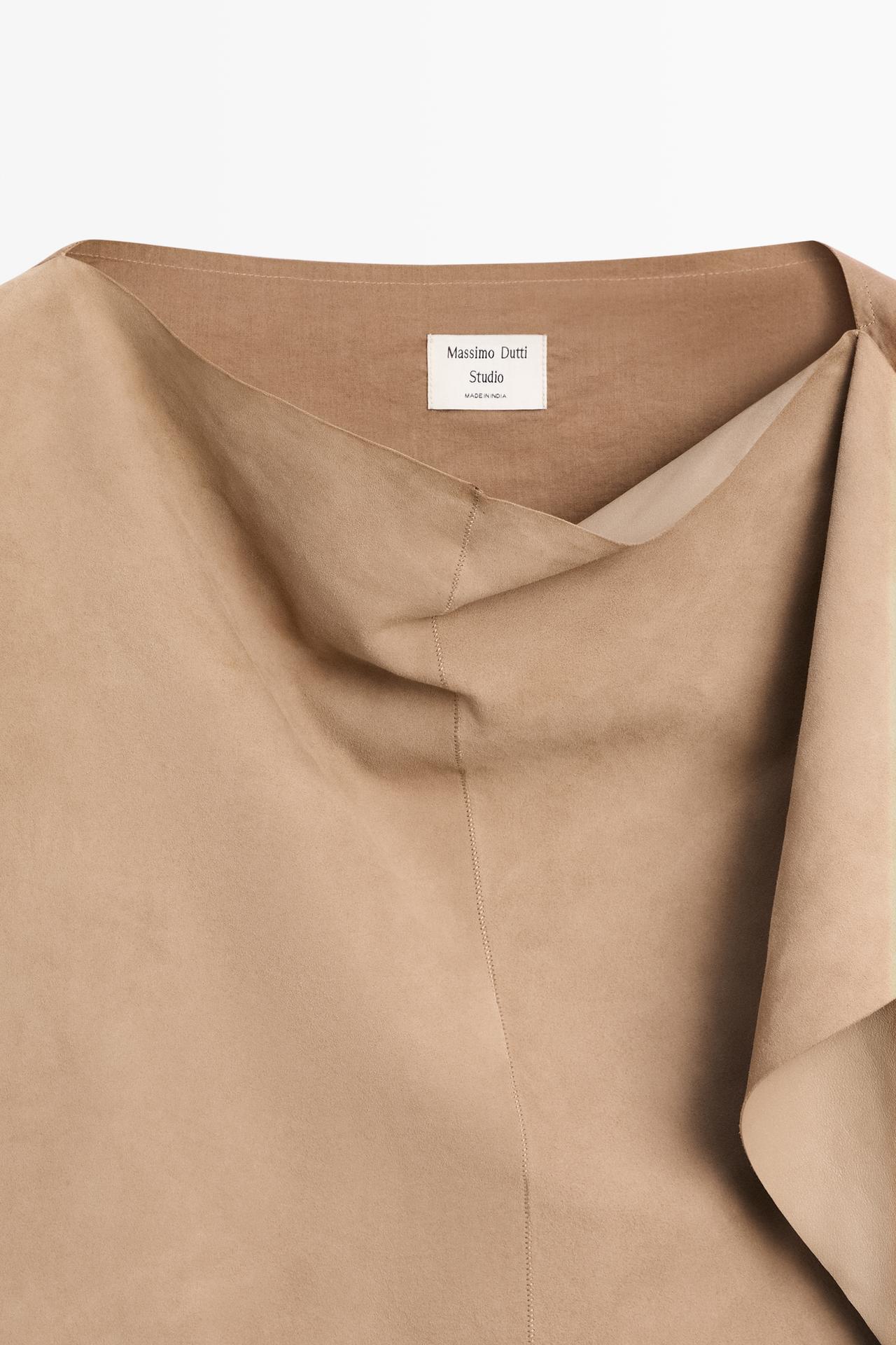 Asymmetric suede top - STUDIO — STONE