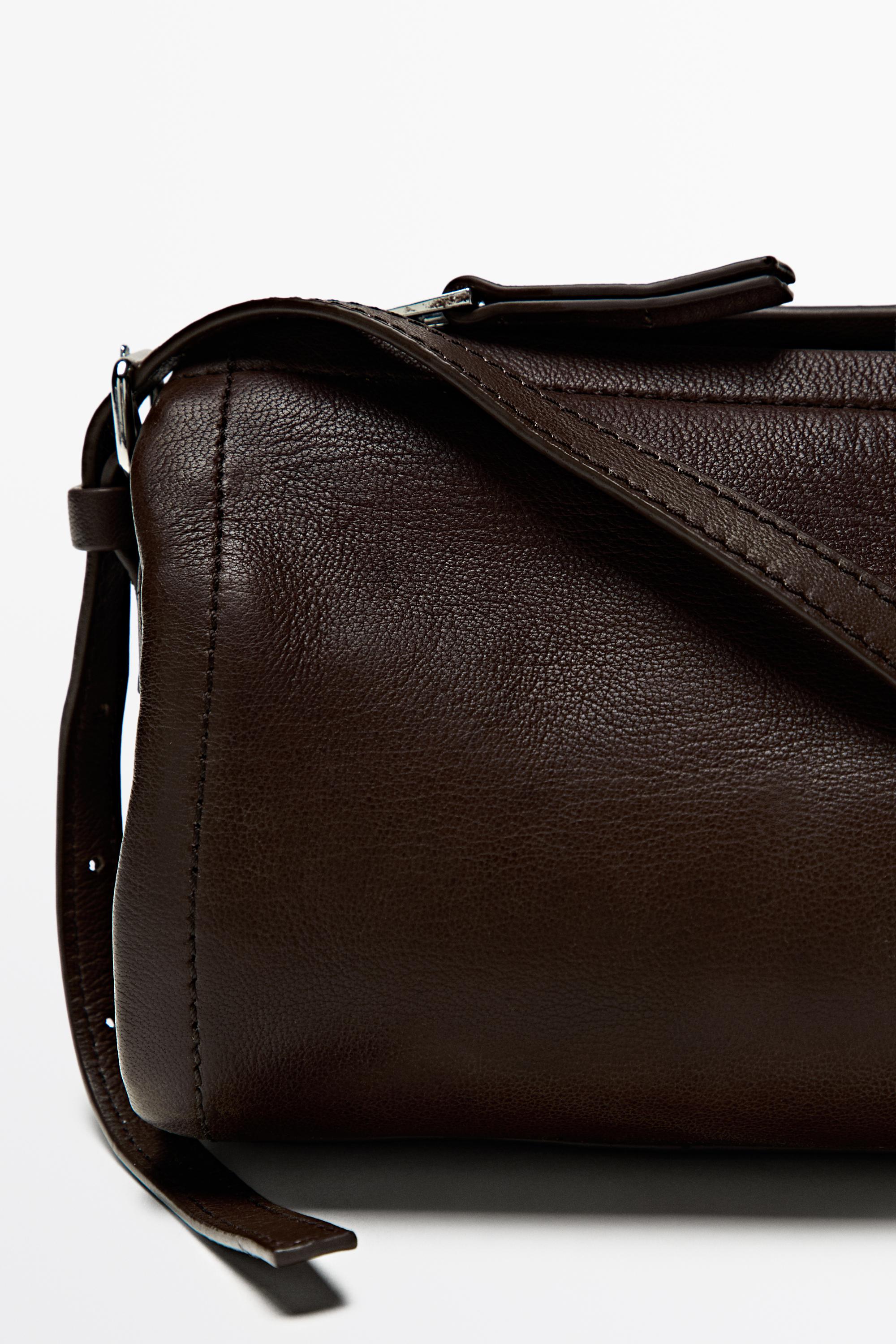 Nappa leather crossbody bag — BROWN