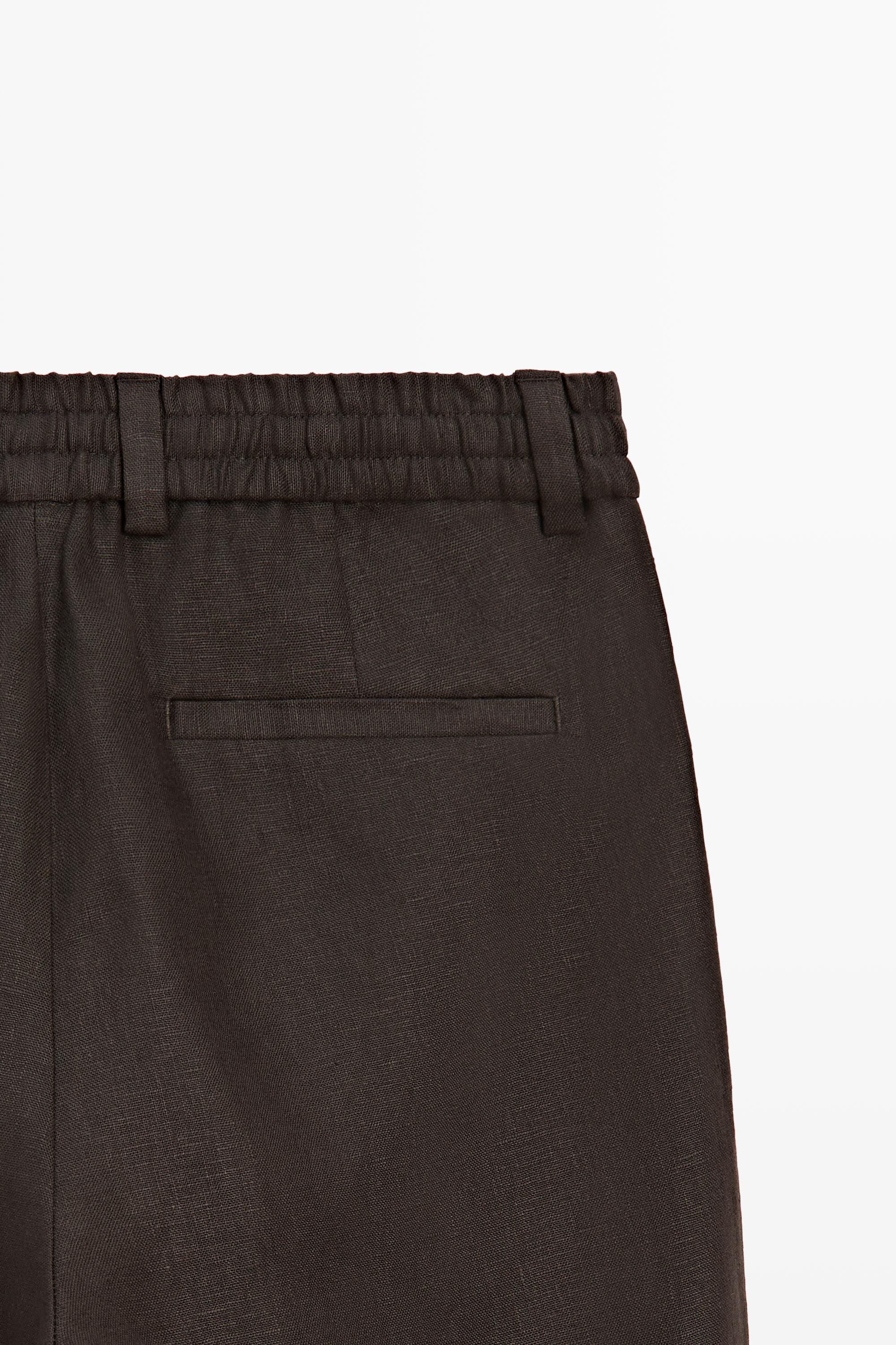 100% linen total look trousers — BROWN