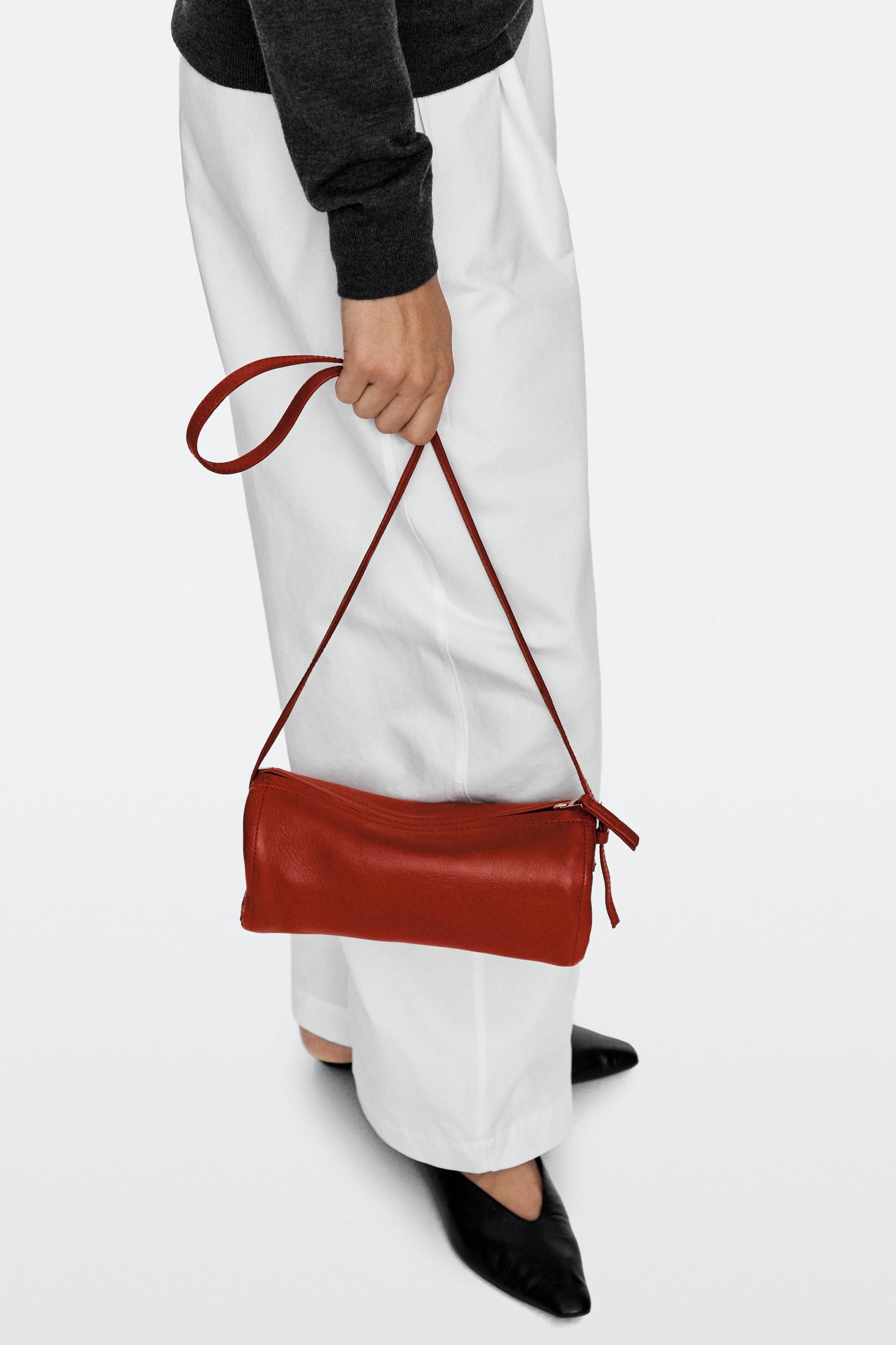 Nappa leather crossbody bag — CORAL RED