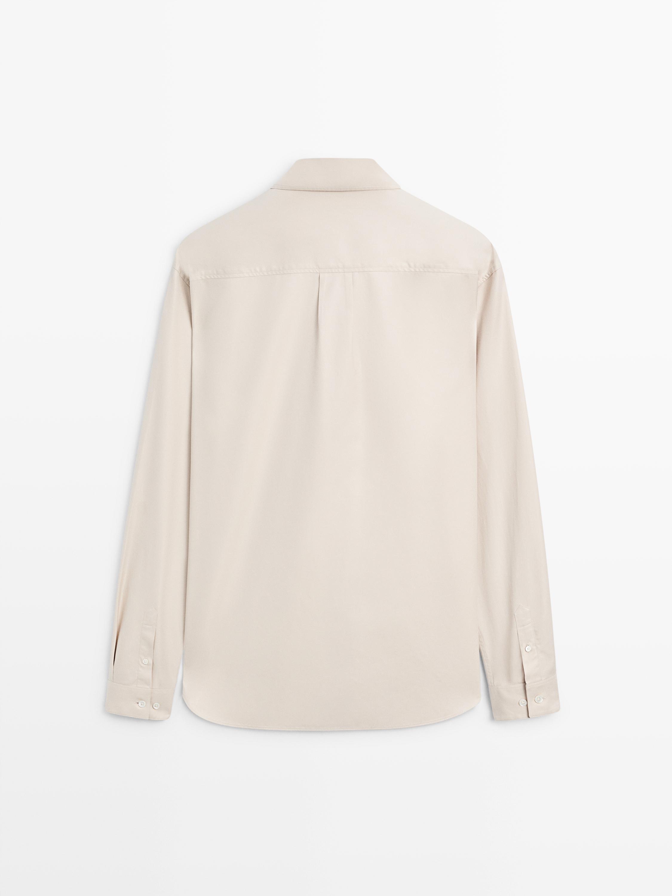 Cotton shirt with pockets — BEIGE