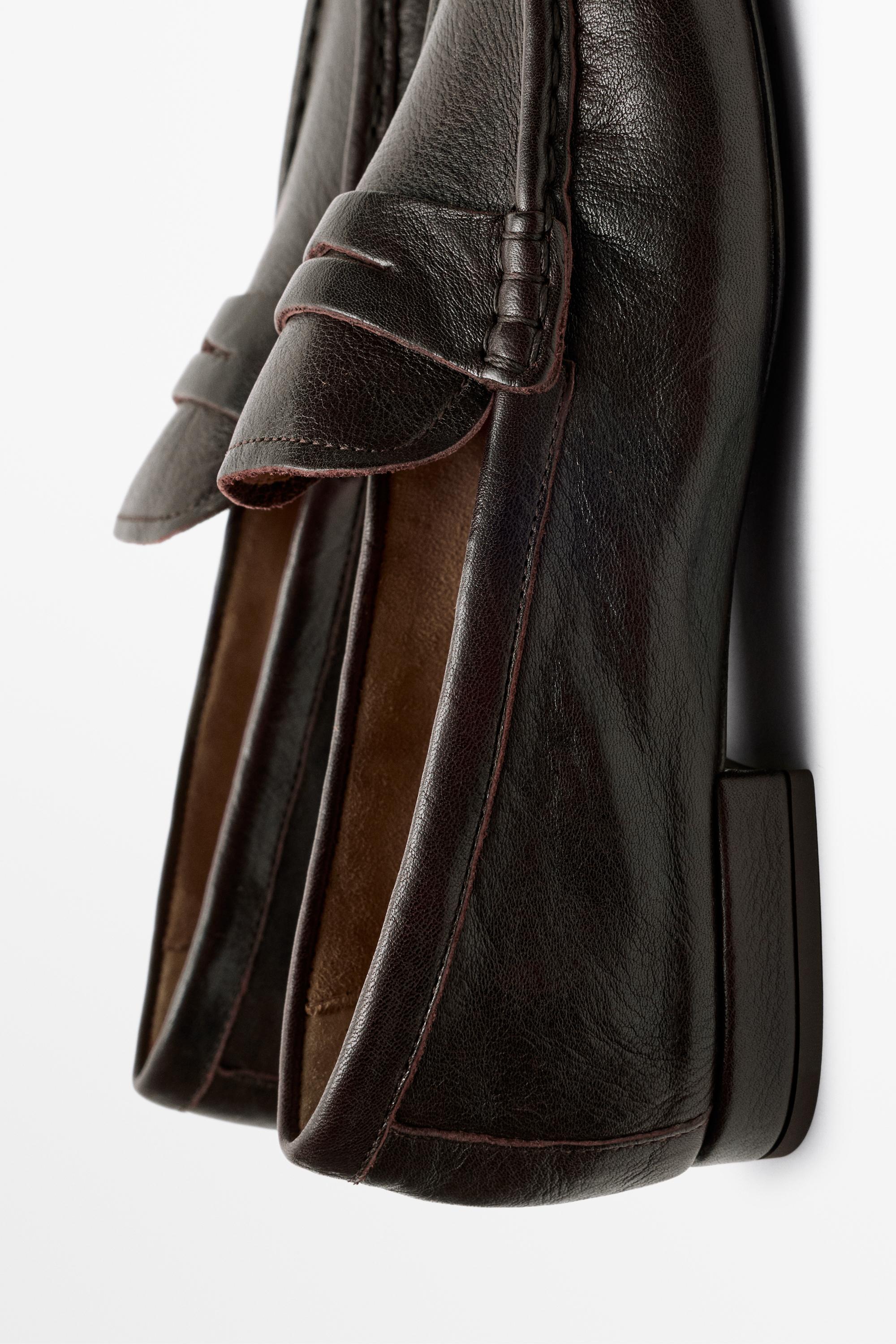 Soft leather penny loafer — BROWN