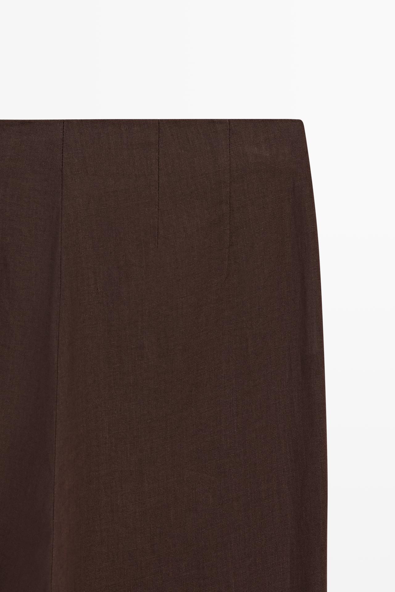 100% linen flowing pants — BROWN