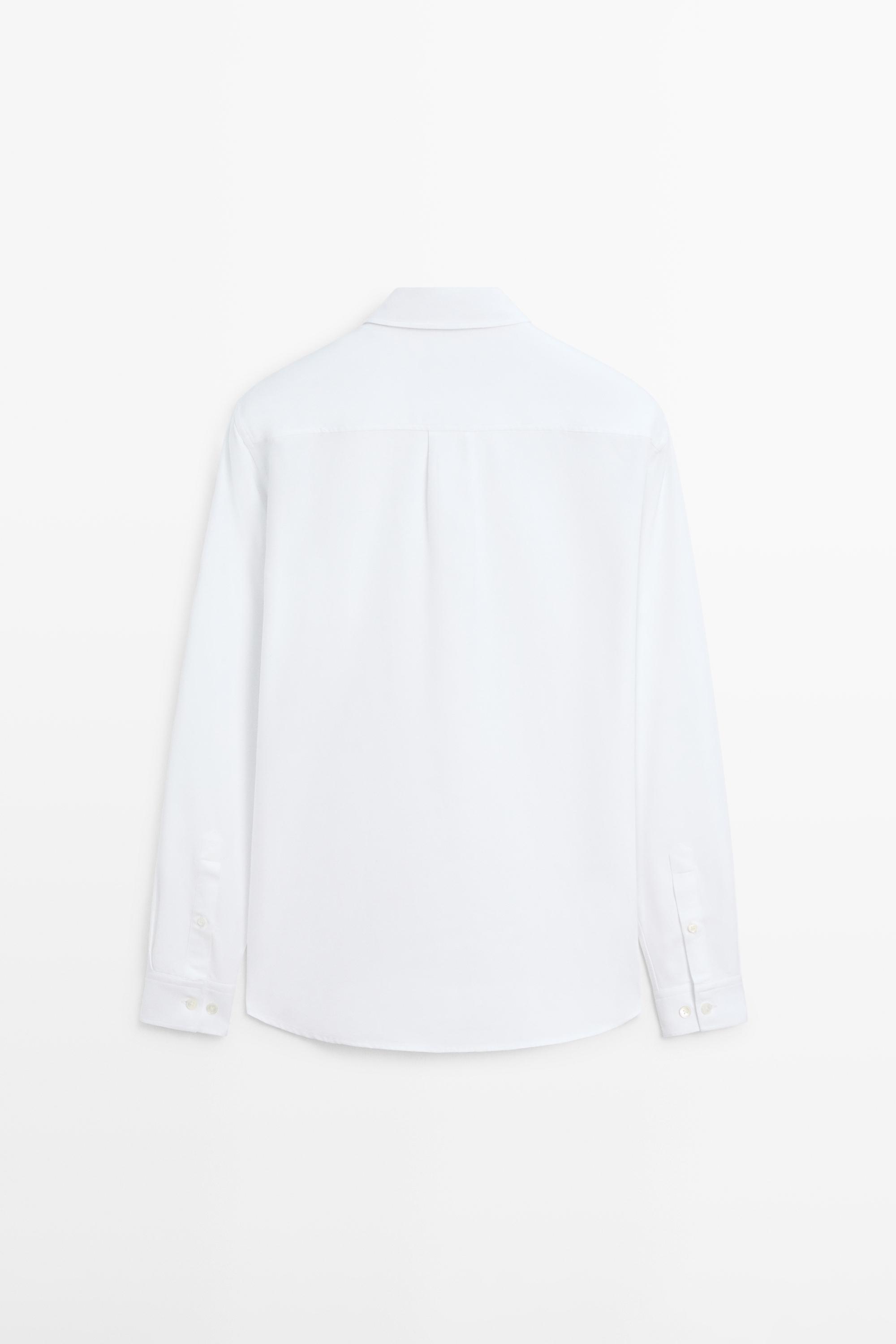 100% cotton regular fit Oxford shirt — WHITE