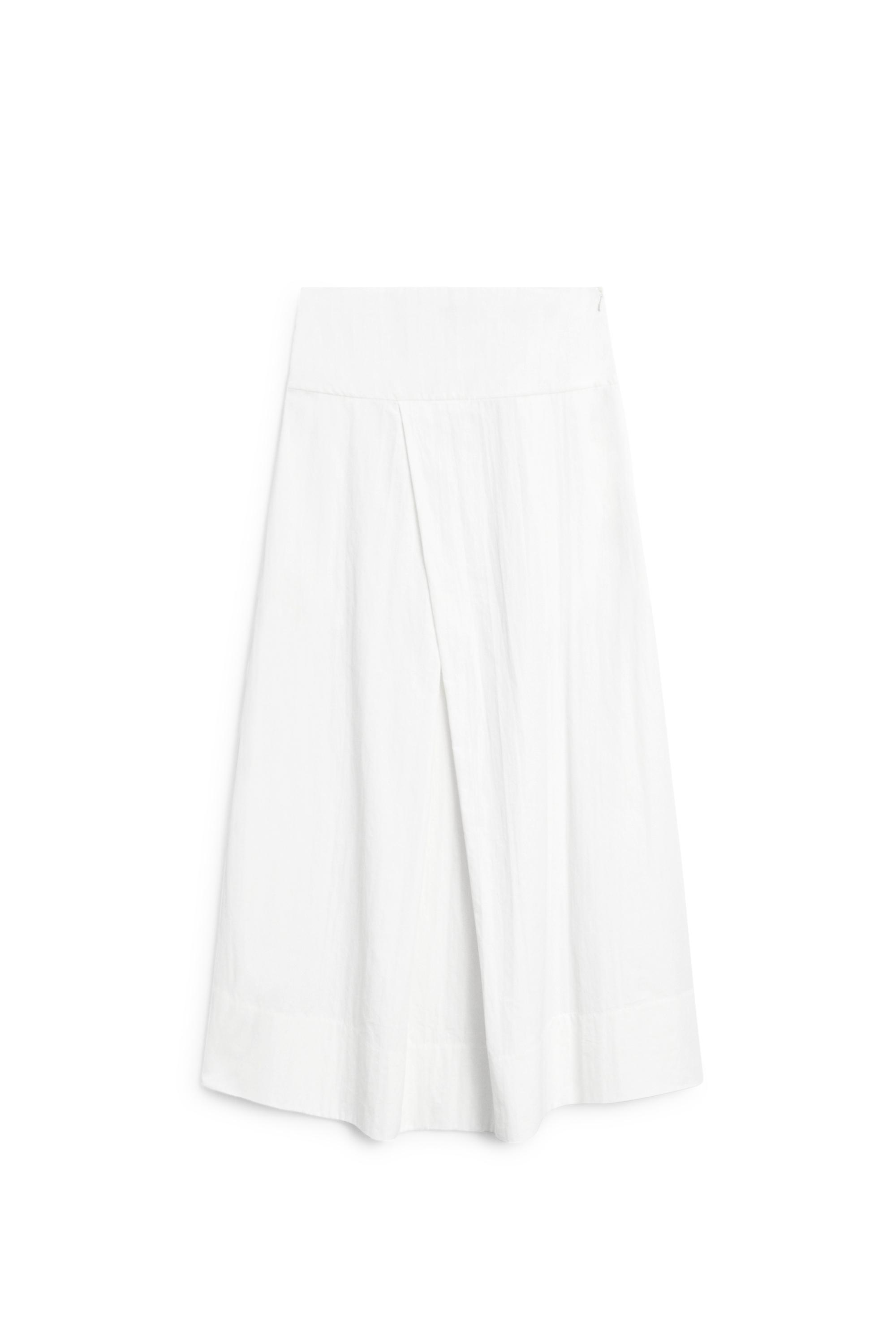 Midi skirt with yoke and pleated detail — WHITE