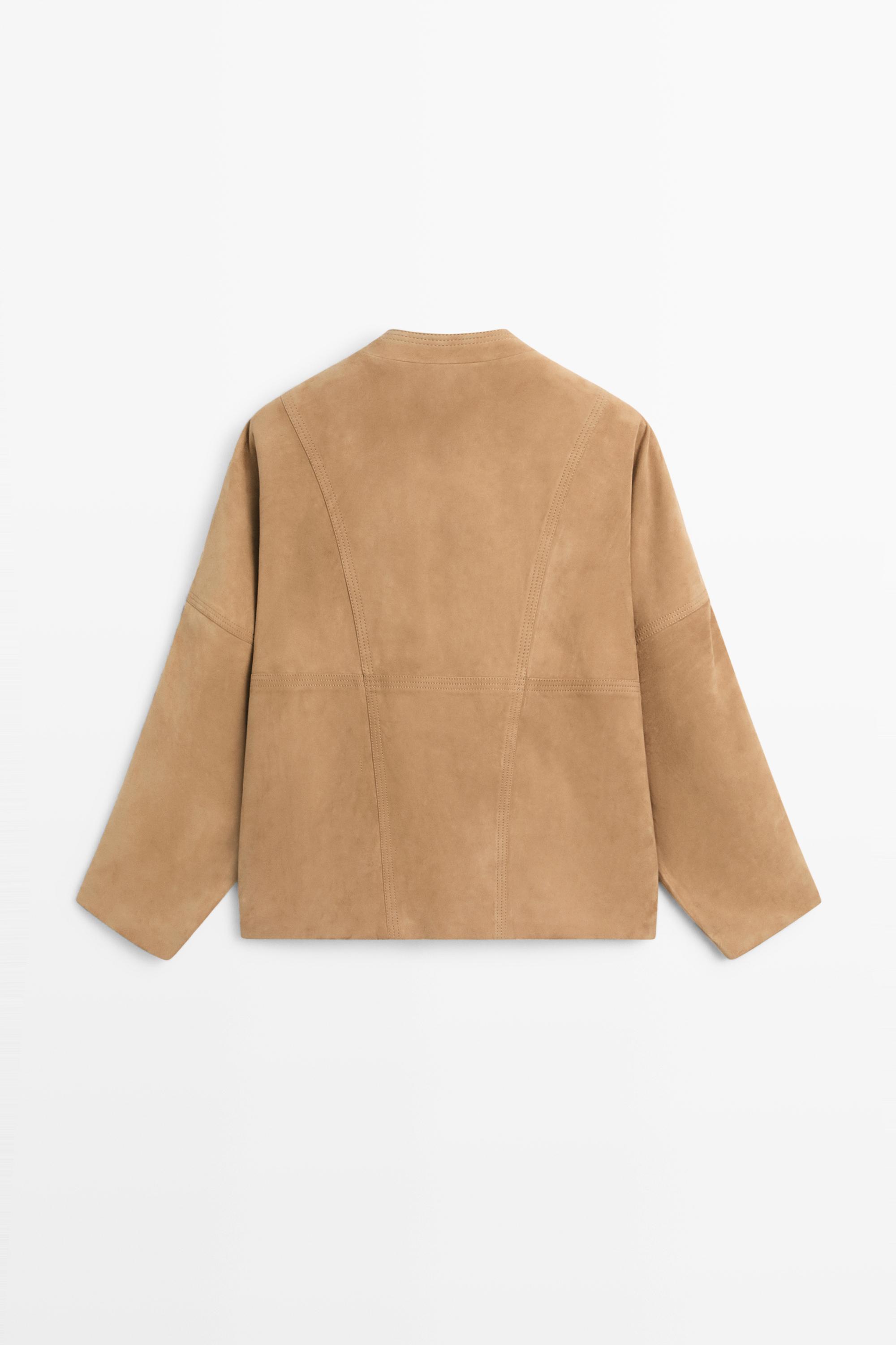 Double-breasted suede jacket — CAMEL
