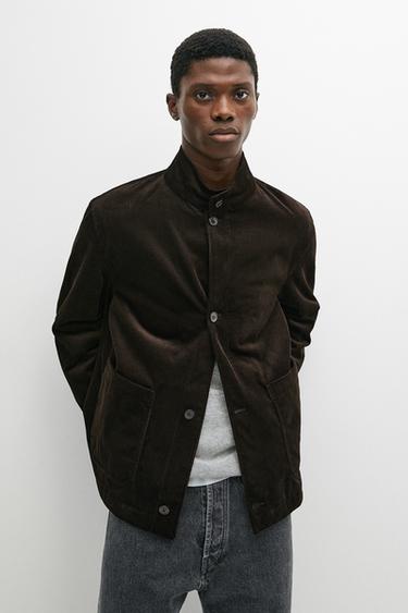 Corduroy jacket with pocket detail — BROWN 3