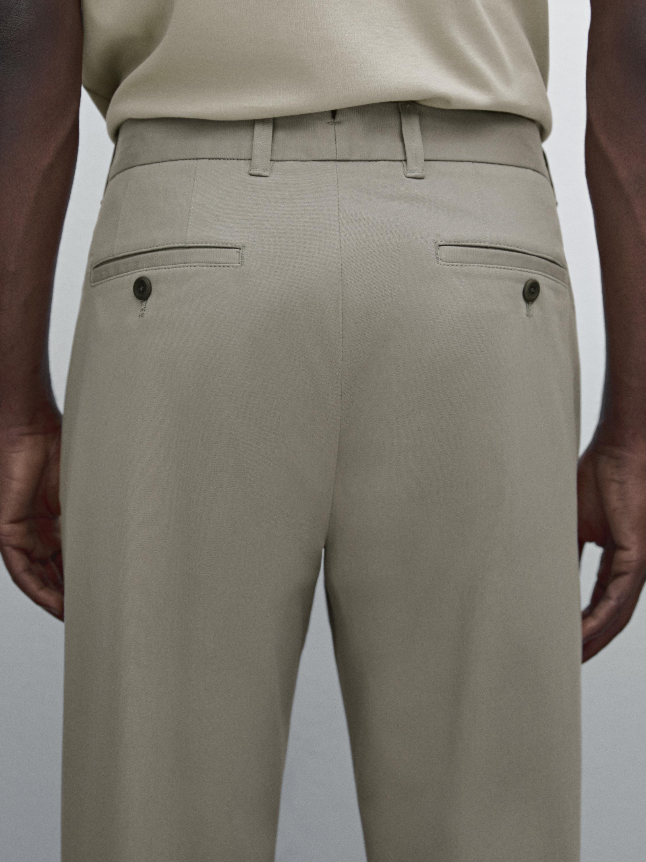 Slim fit comfort cotton blend trousers
