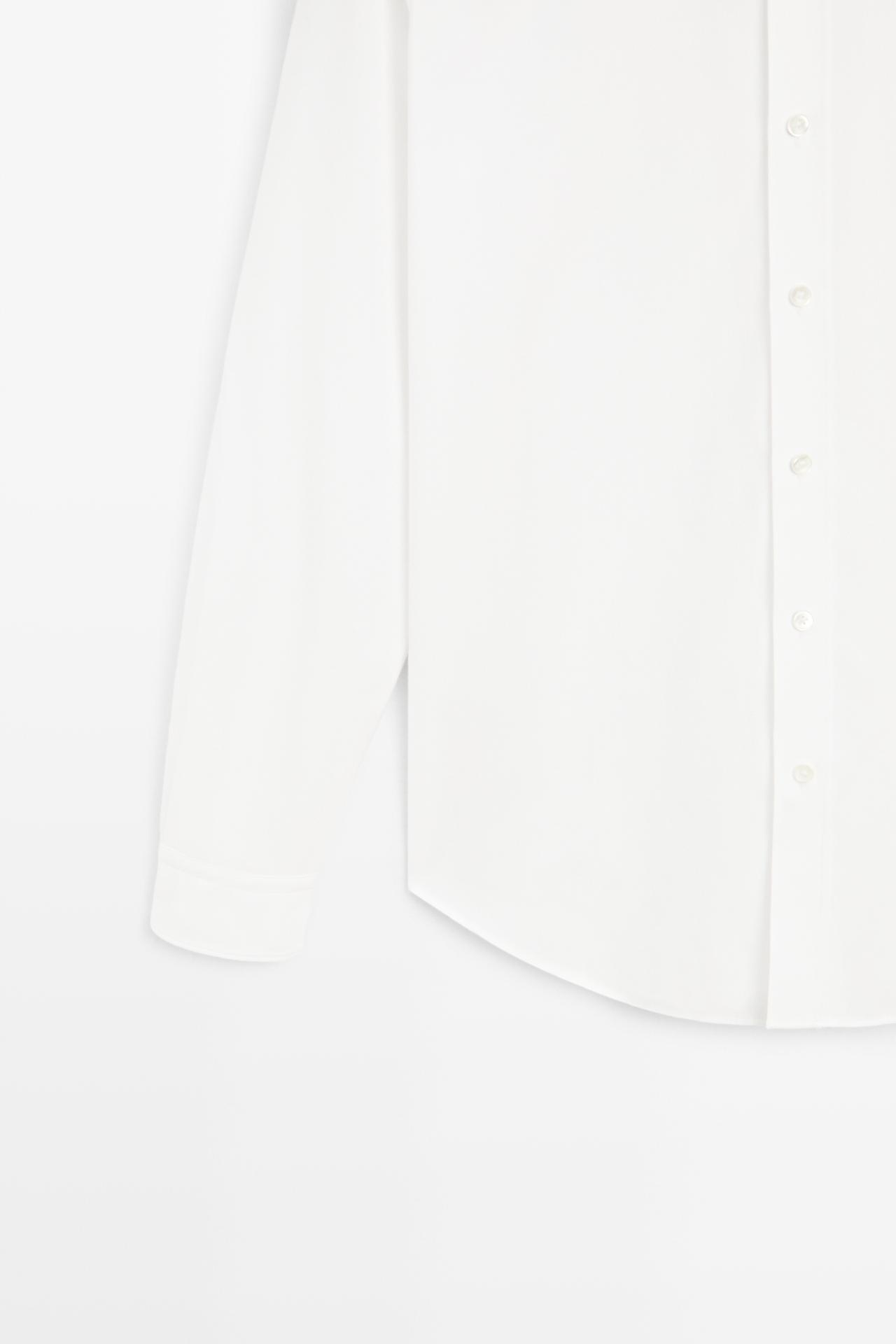 100% cotton regular fit melange twill shirt — WHITE