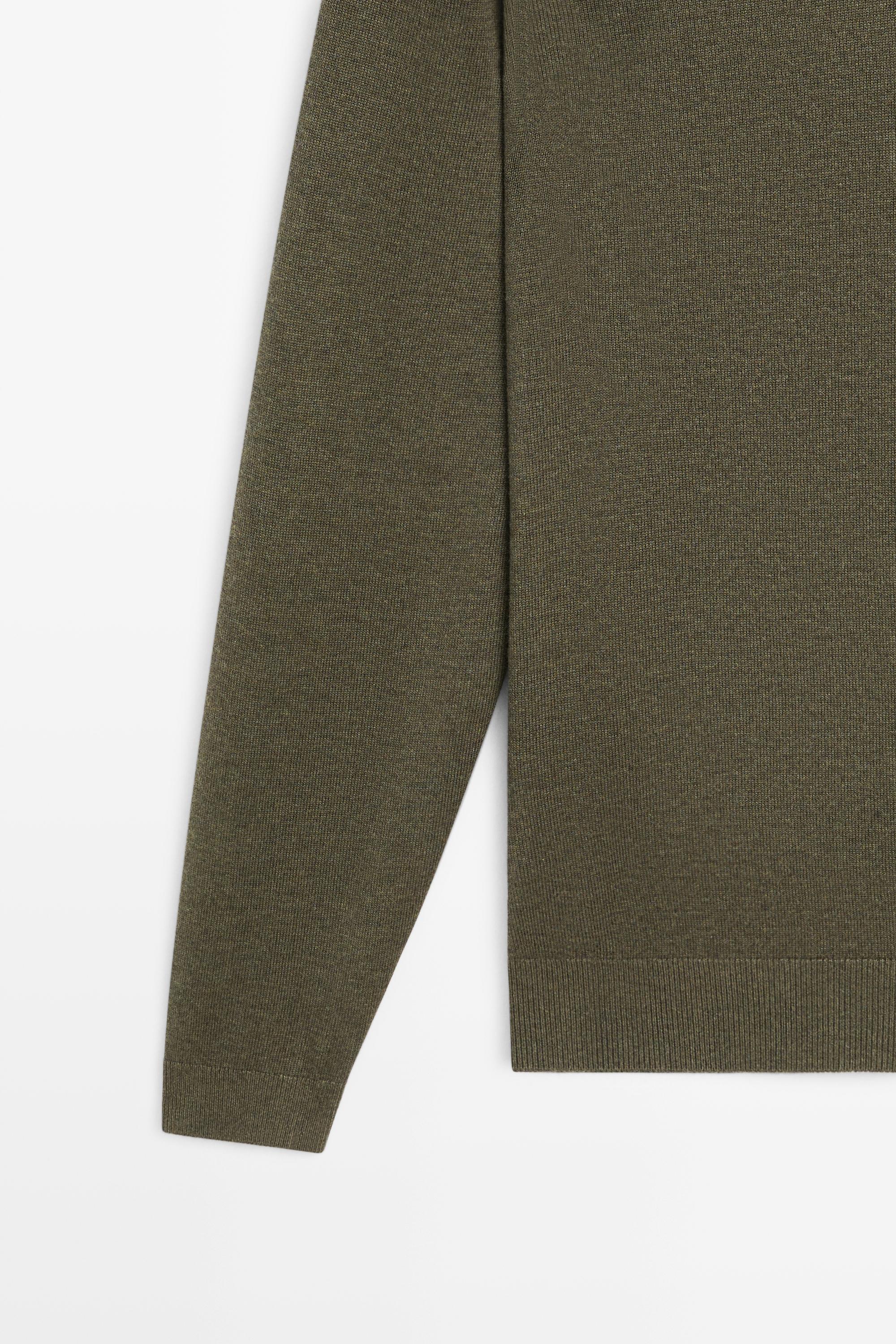 Polo collar knit sweater — DARK KHAKI