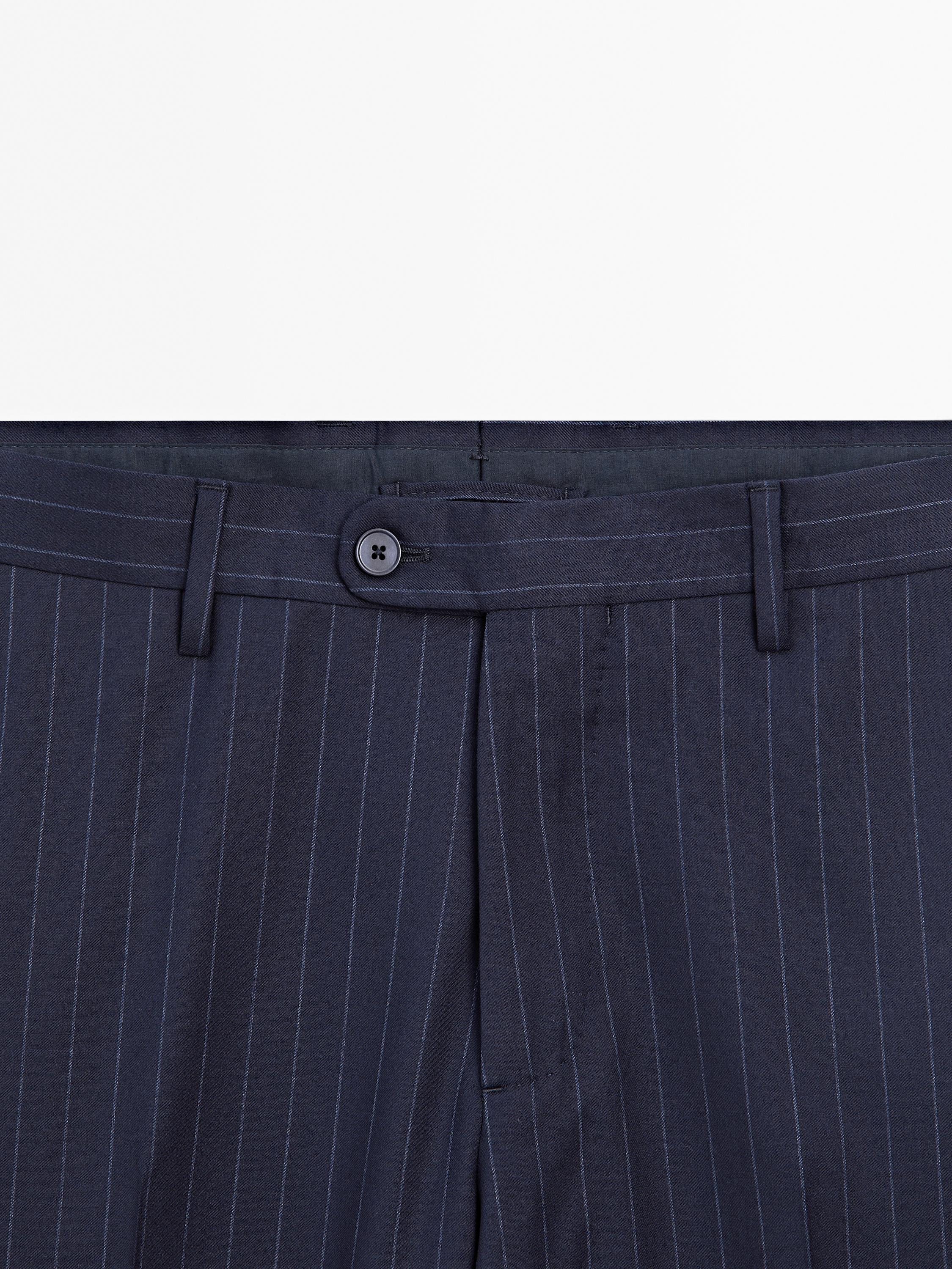 100% wool striped suit trousers