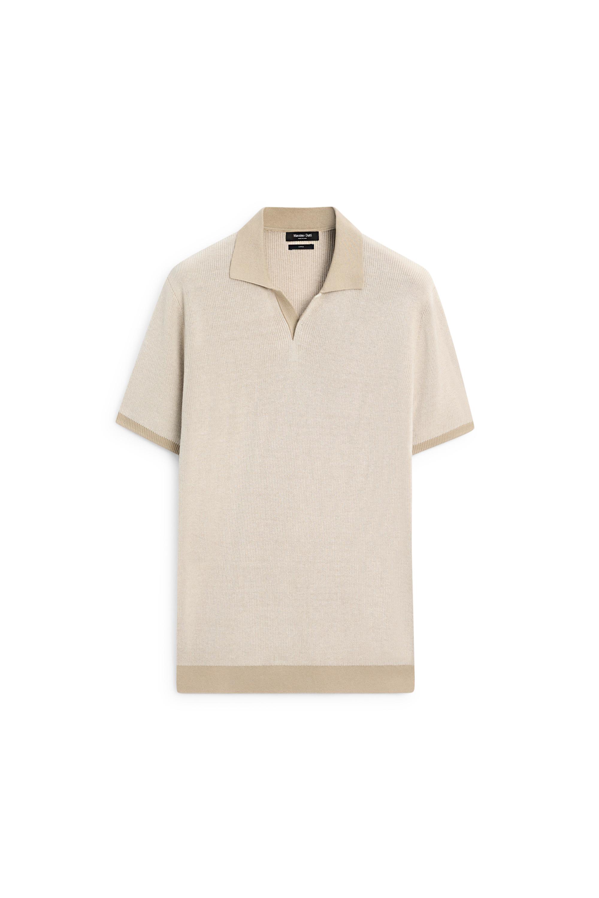 100% Cotton knit polo sweater — CREAM