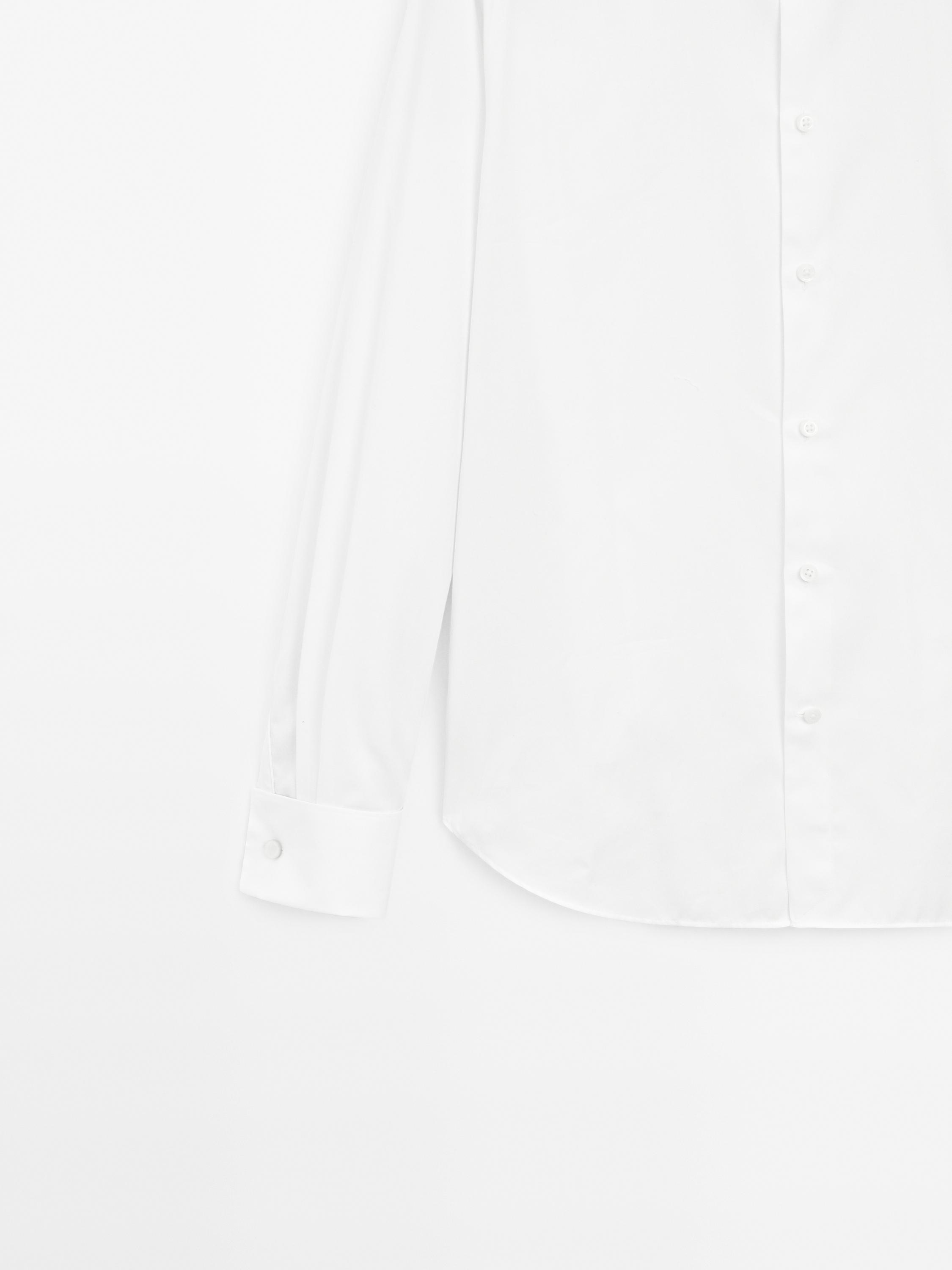 Slim fit cotton shirt with double cuffs — WHITE