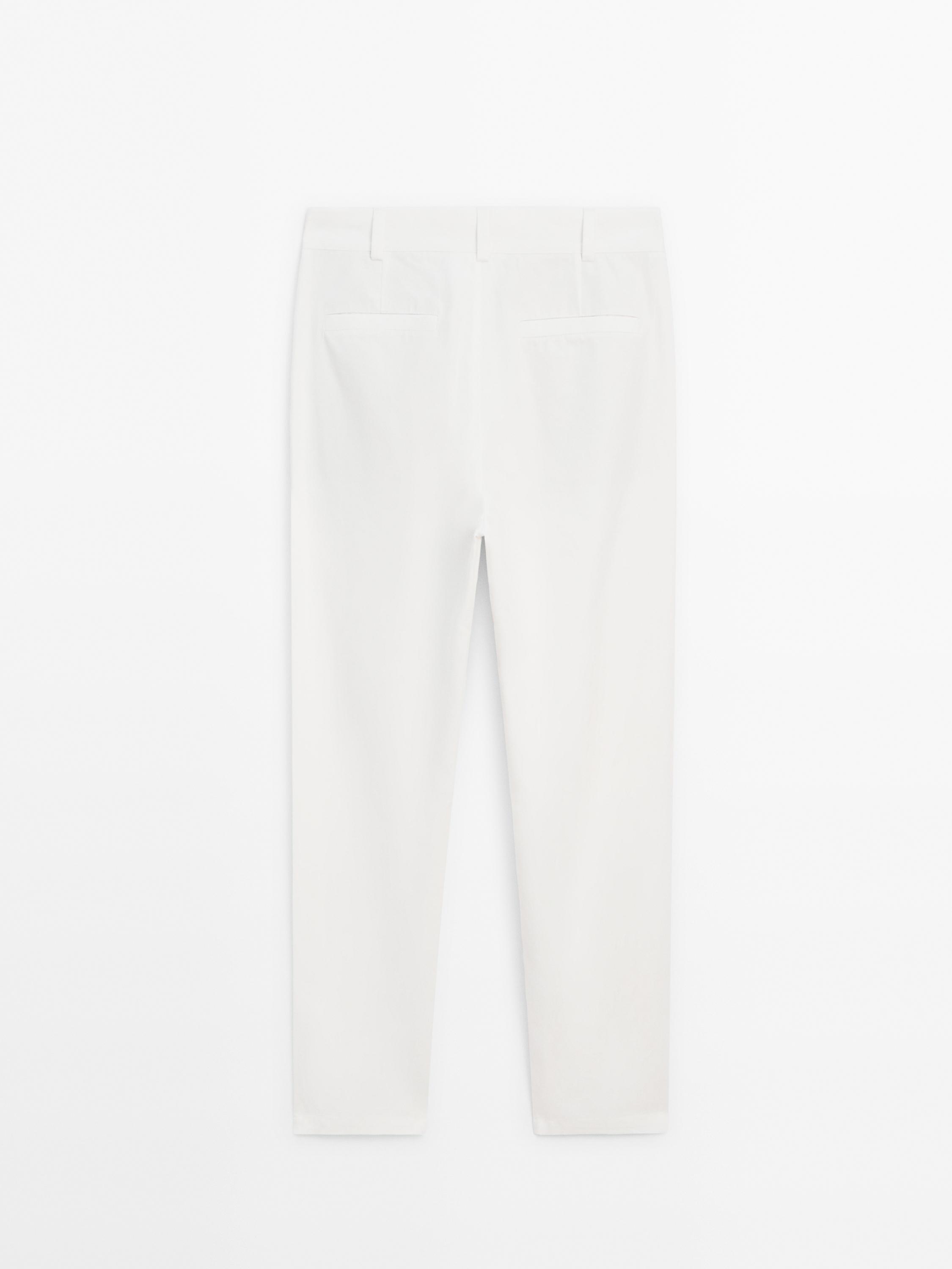 Cotton blend relaxed fit trousers