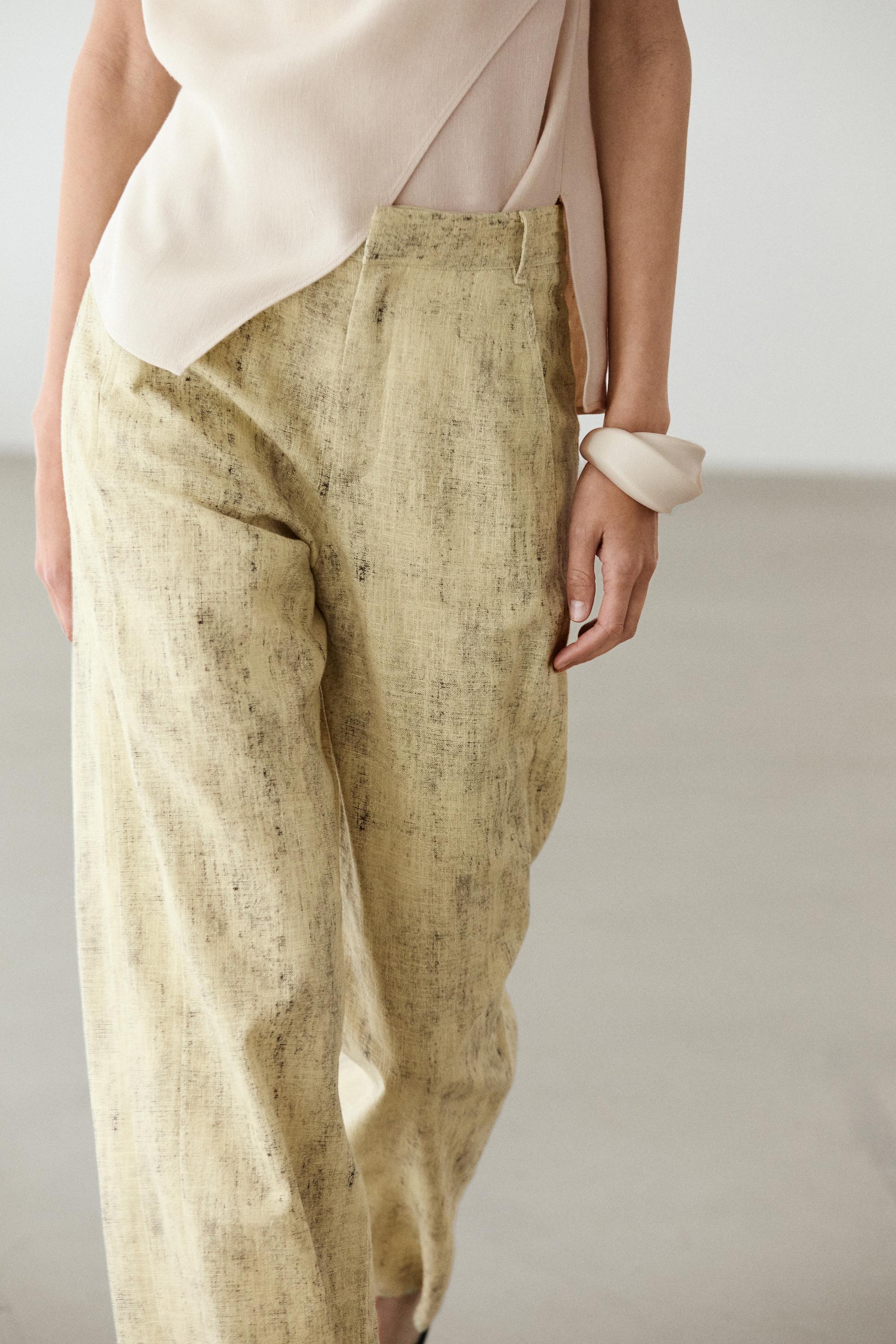 Ramie blend trousers — YELLOW