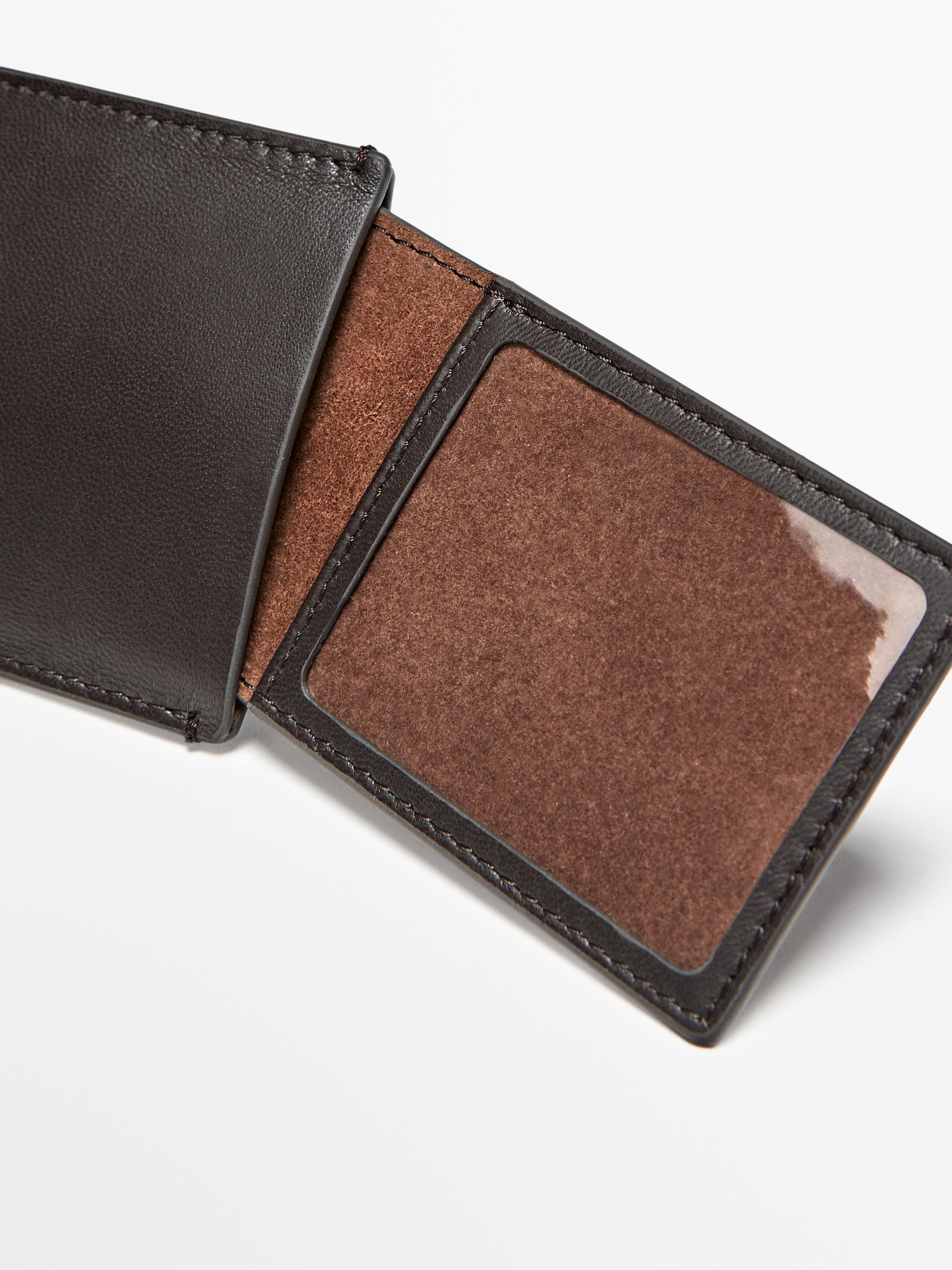 Nappa leather luggage tag — BROWN