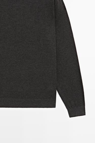 Knit 100% cashmere round neck sweater — CHARCOAL 7