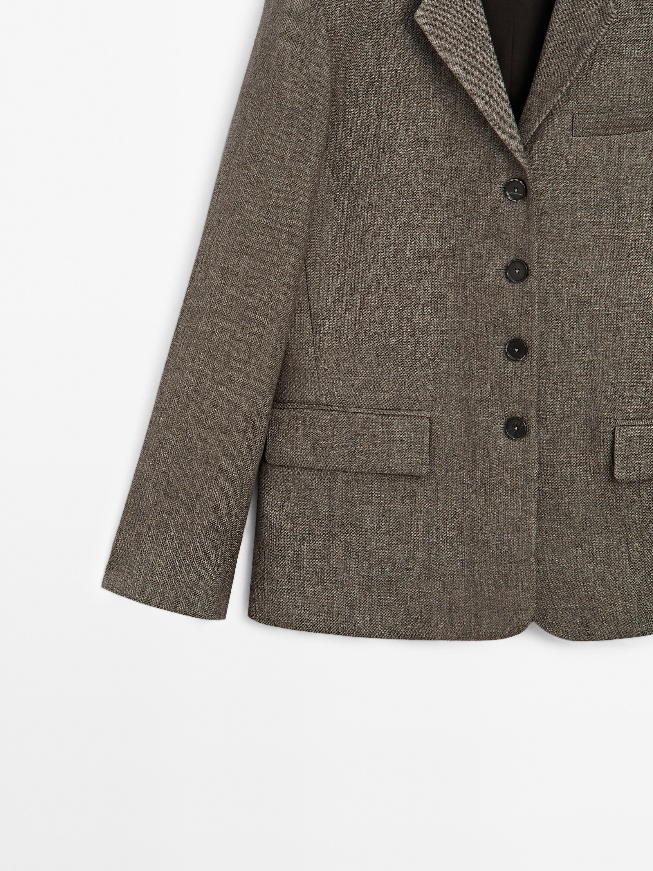 Long linen blend melange blazer