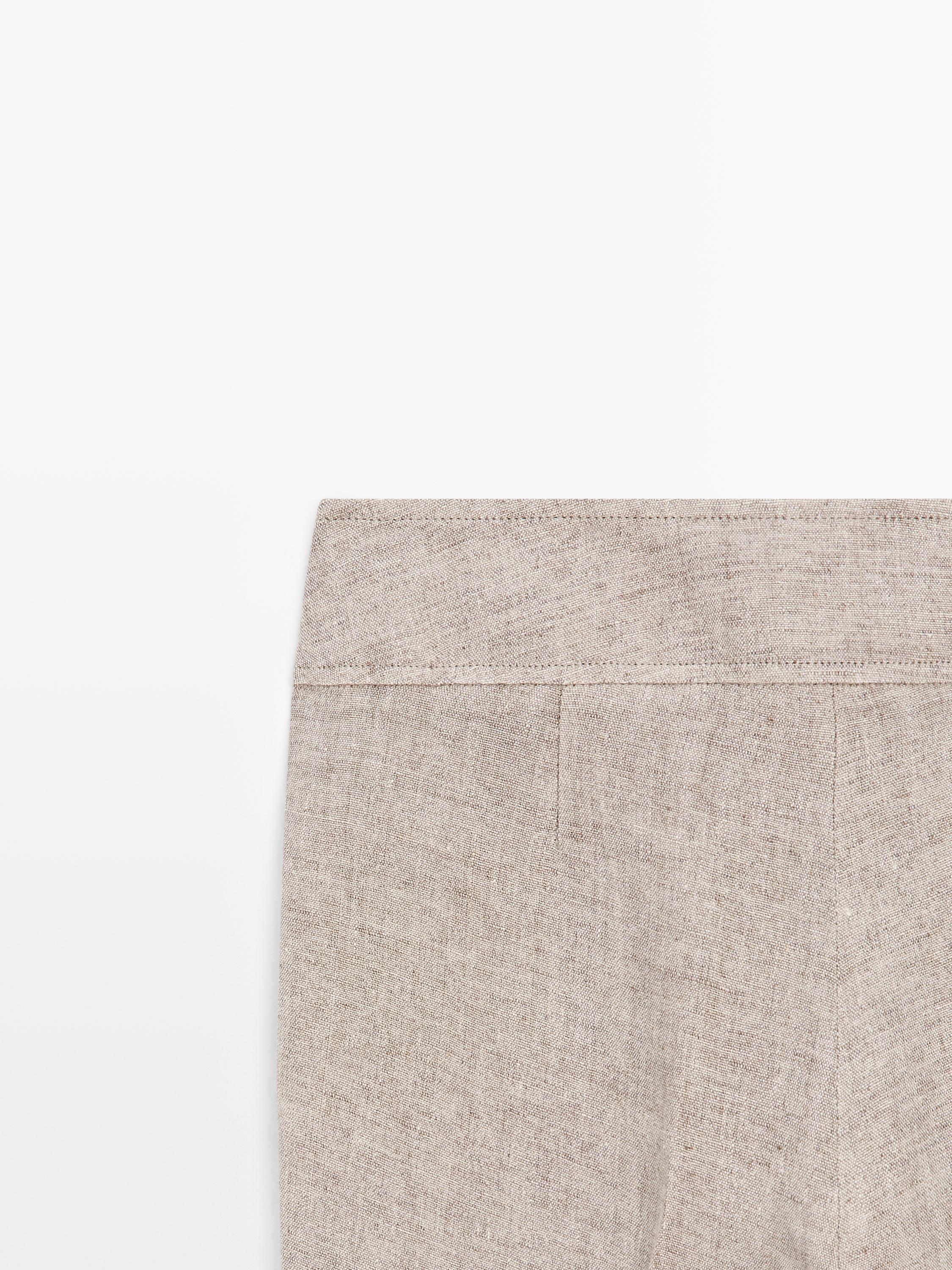 Linen melange capris — BEIGE