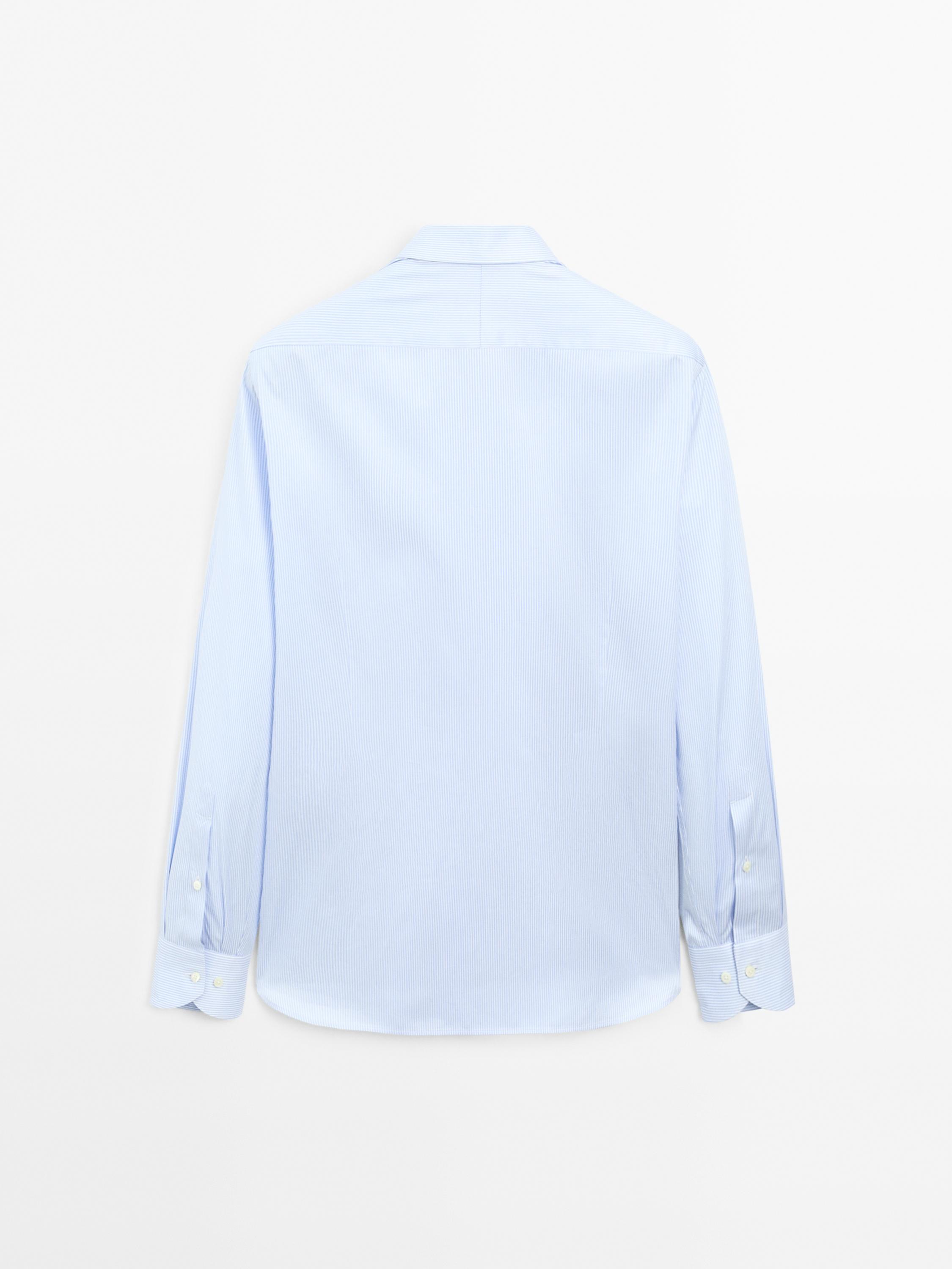 Camisa slim fit sarga rayas algodón