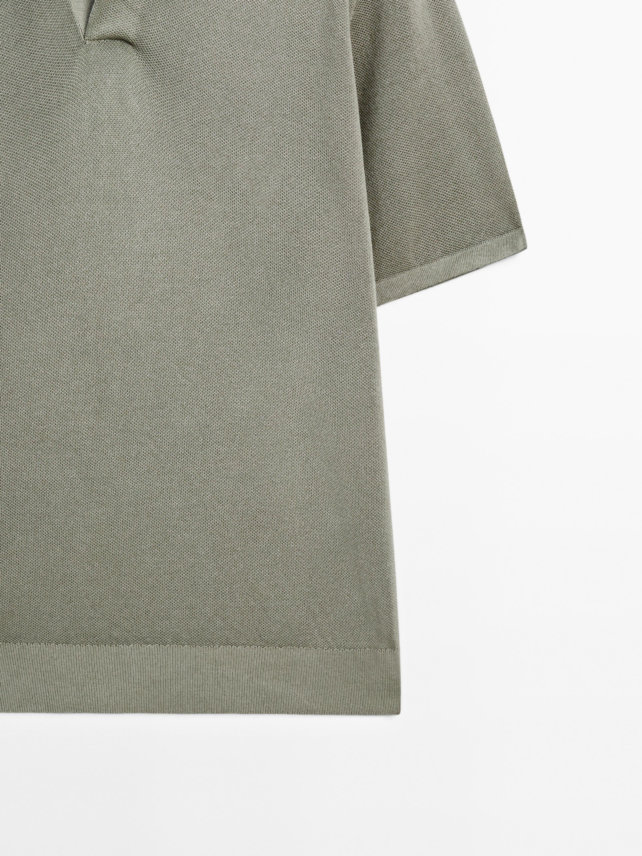 Knit V-neck polo shirt