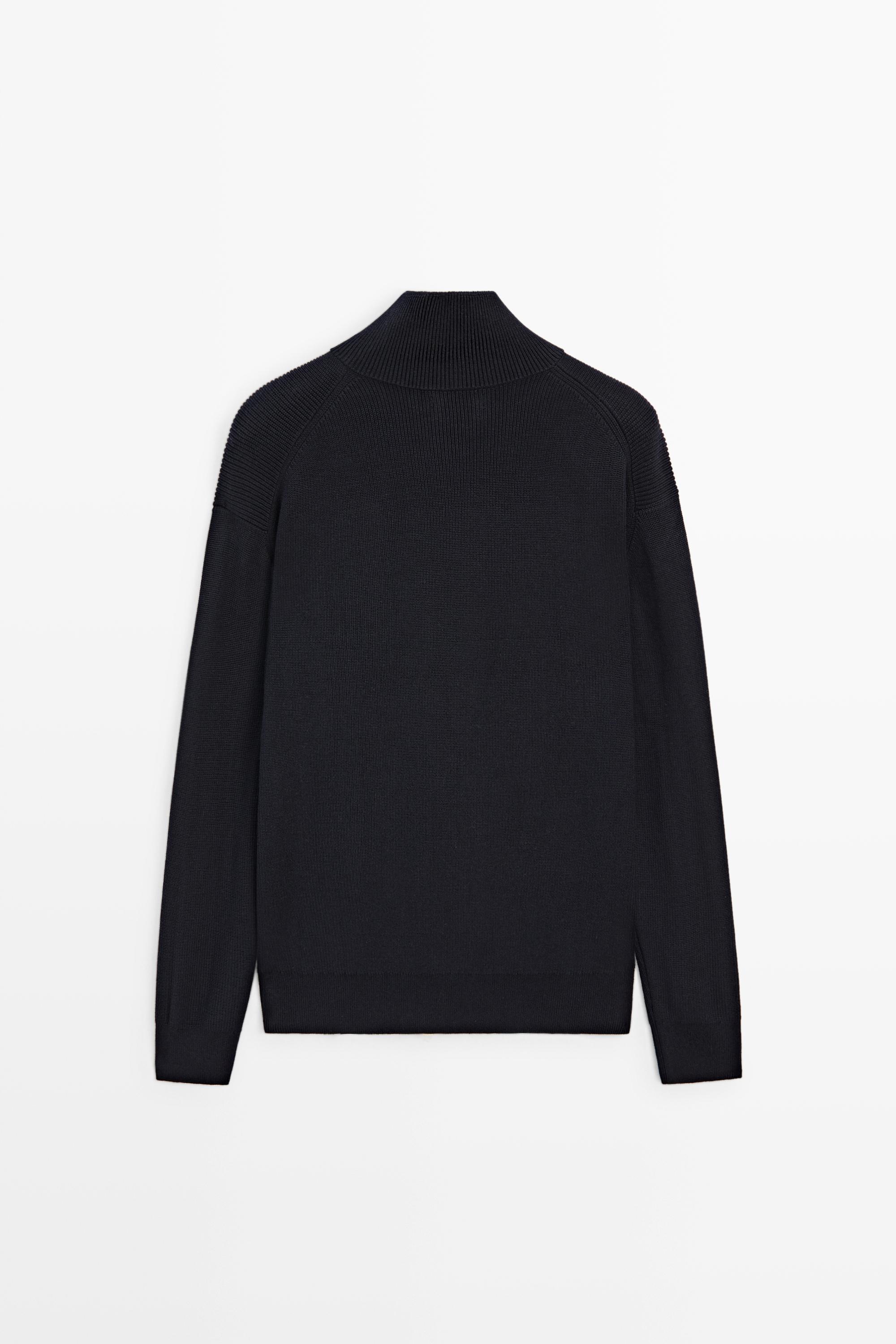 100% cotton ribbed knit cardigan — NAVY BLUE