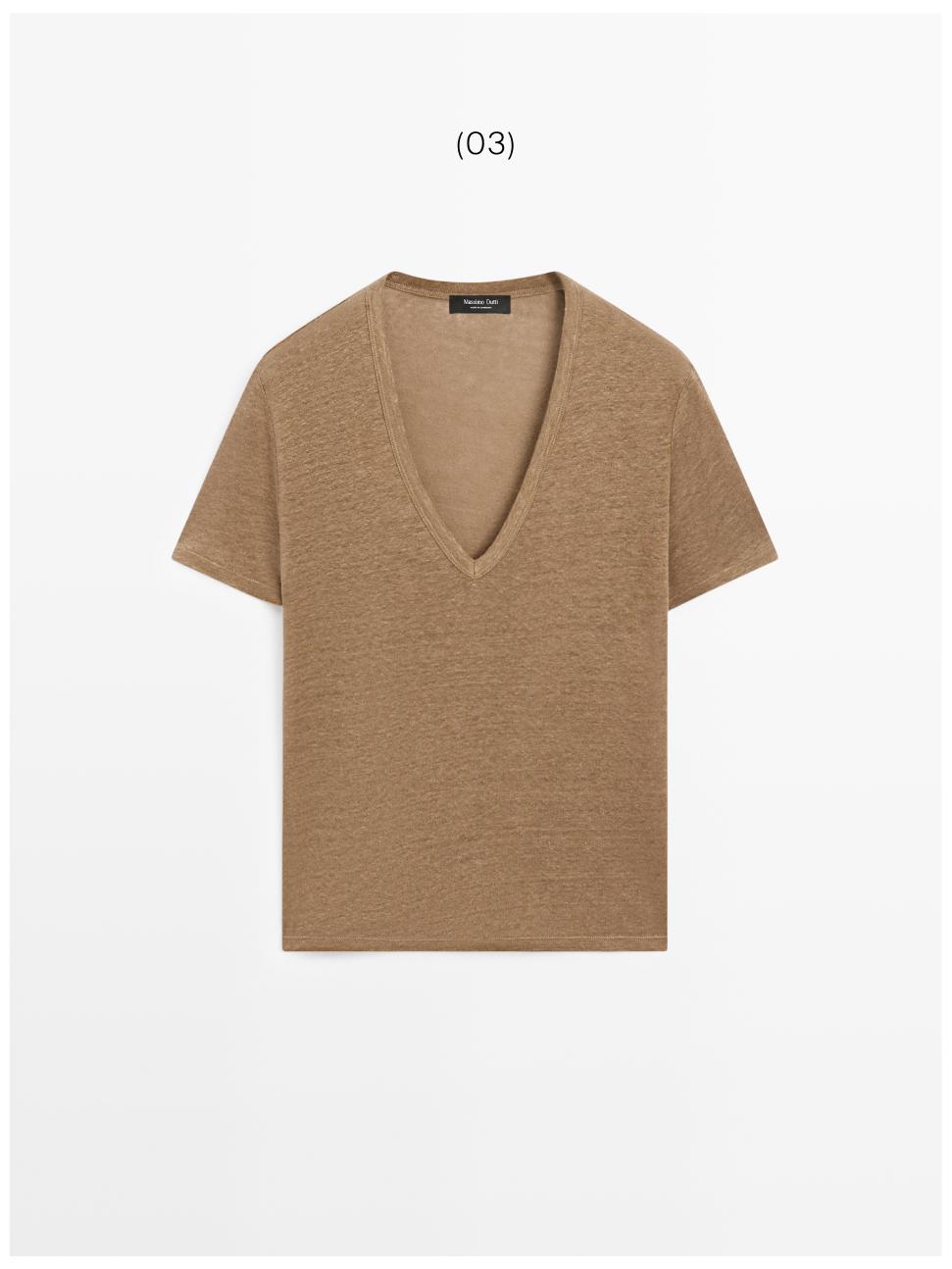Linen V-neck T-shirt — OCHRE
