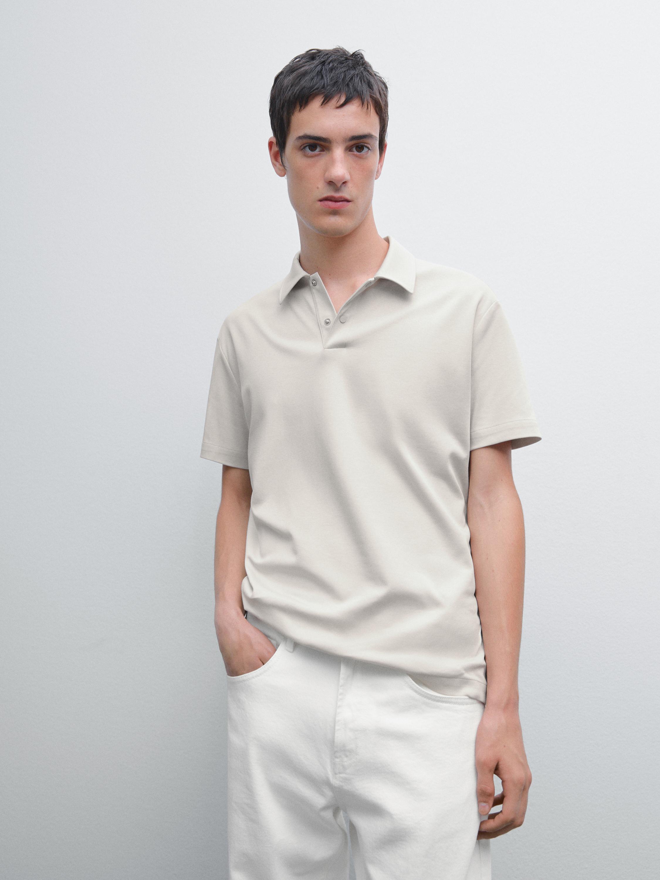 Short sleeve polo snap placket