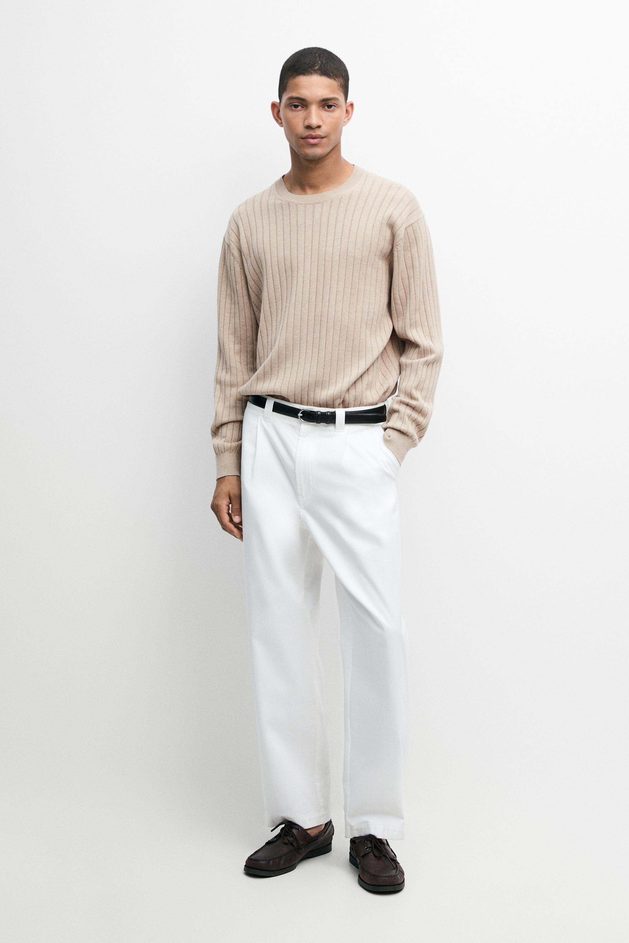 100% cotton ribbed knit sweater — GREENISH