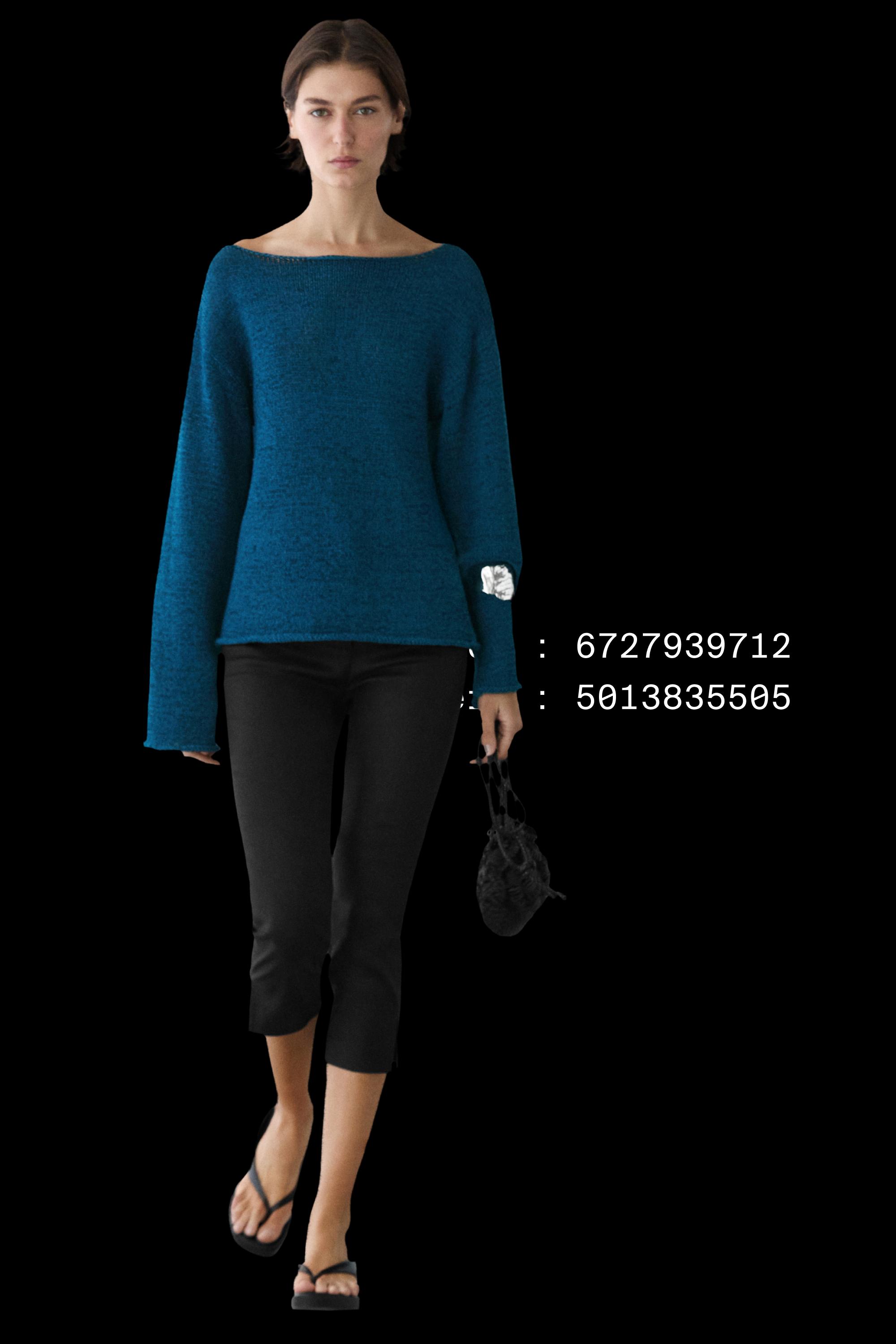 Cotton blend cutwork sweater — BLUE