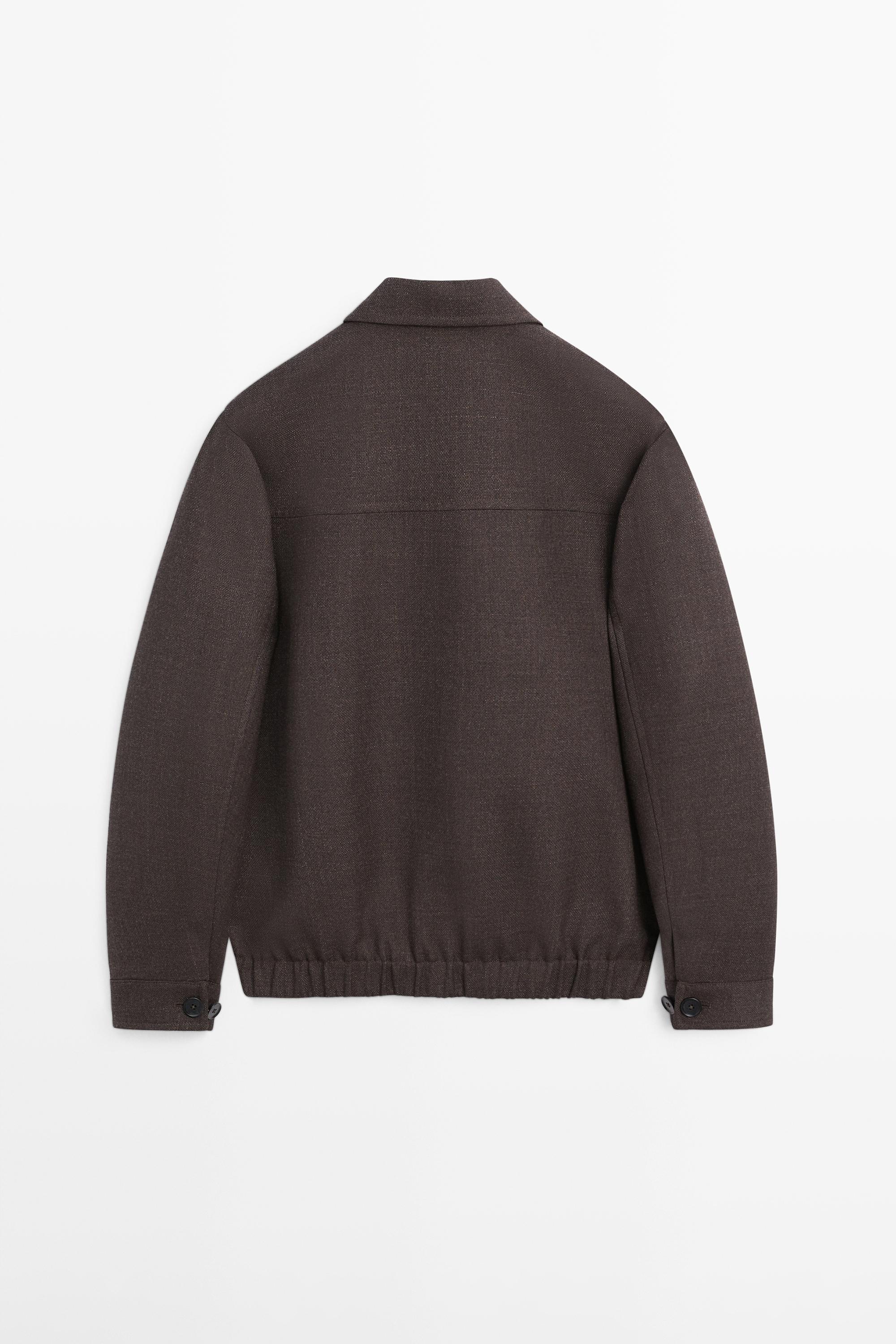 Wool bomber jacket with zip — BROWN