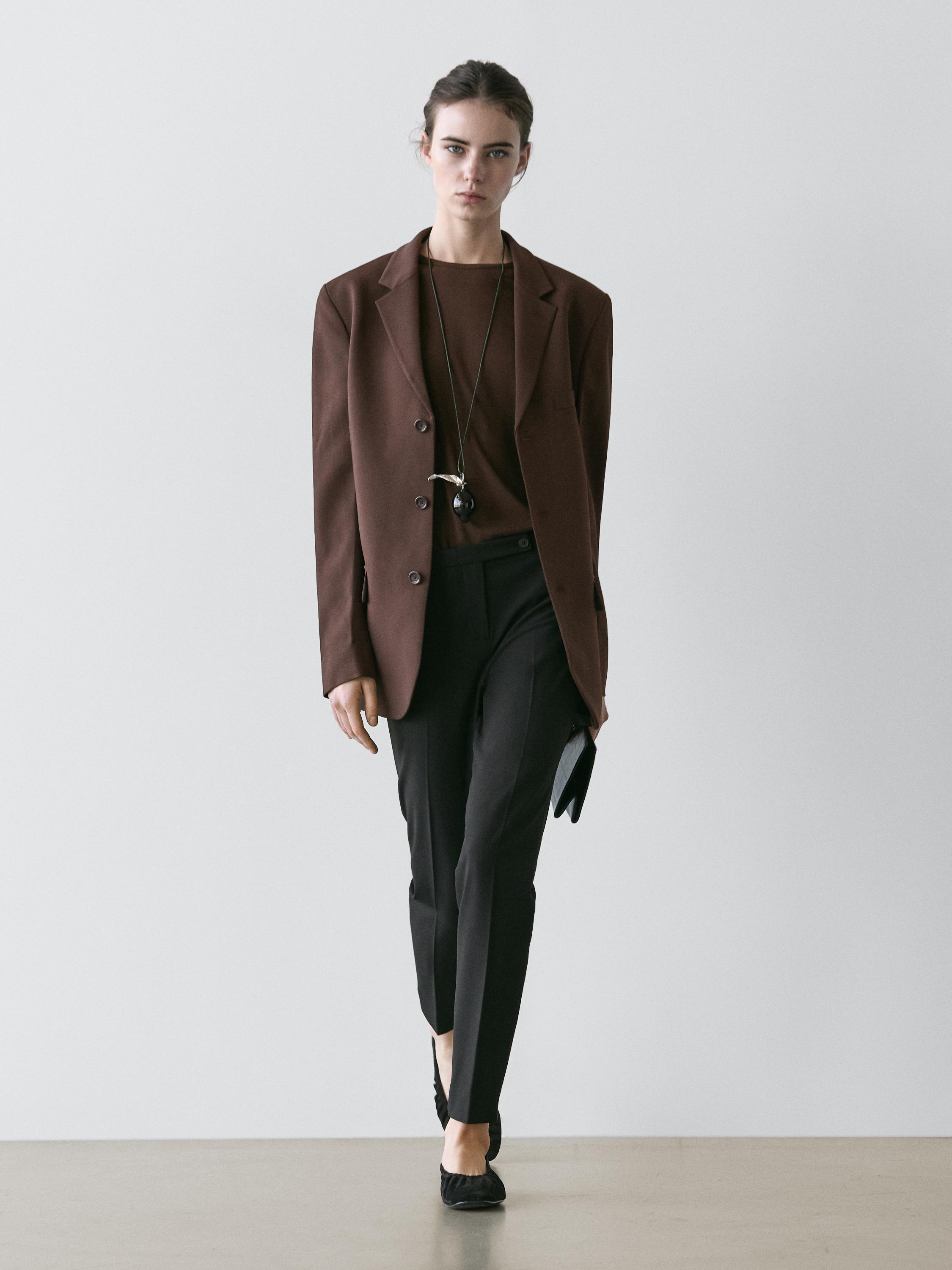 Crepe blazer — Chocolate