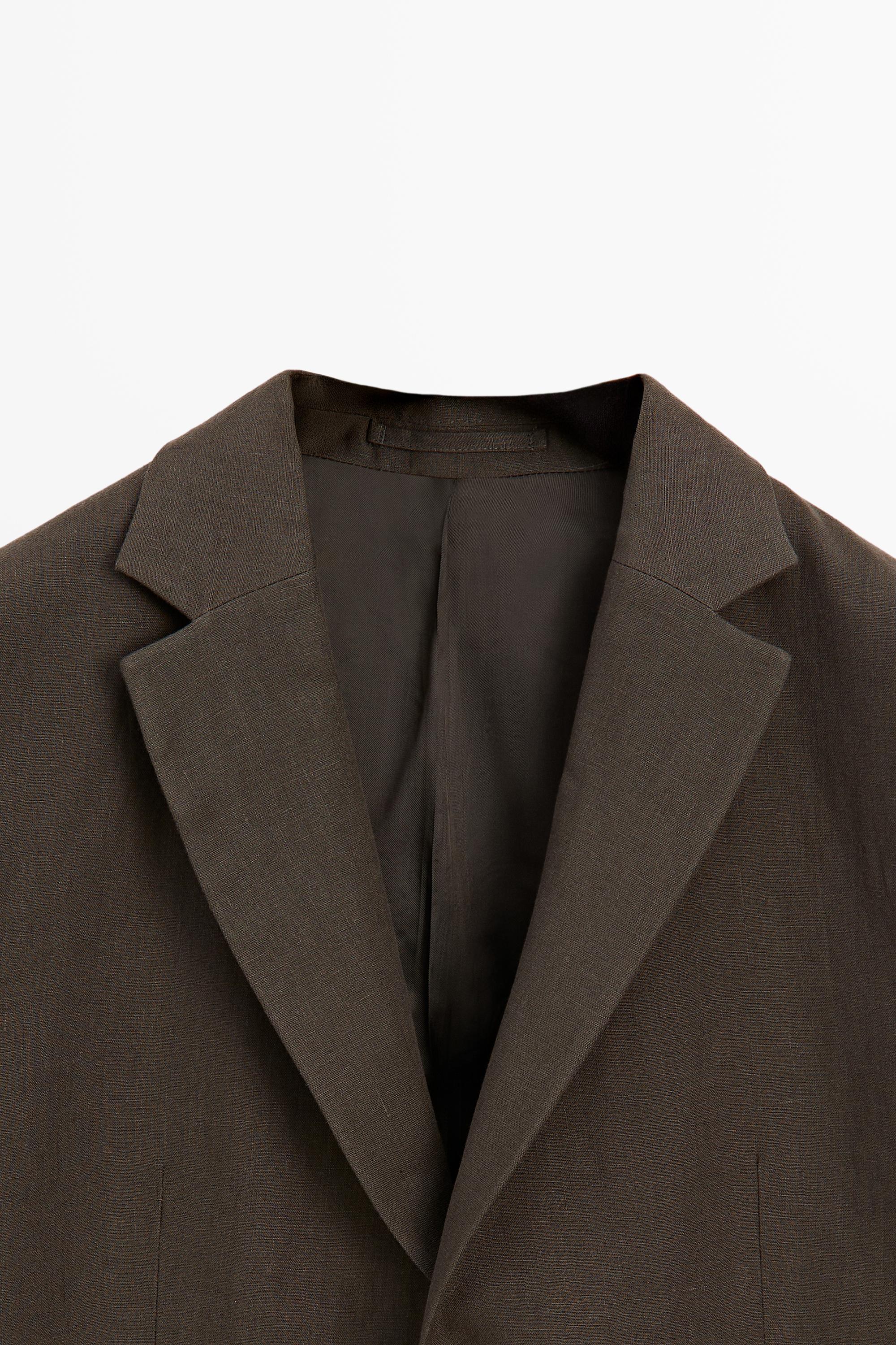 Linen suit blazer — BROWN