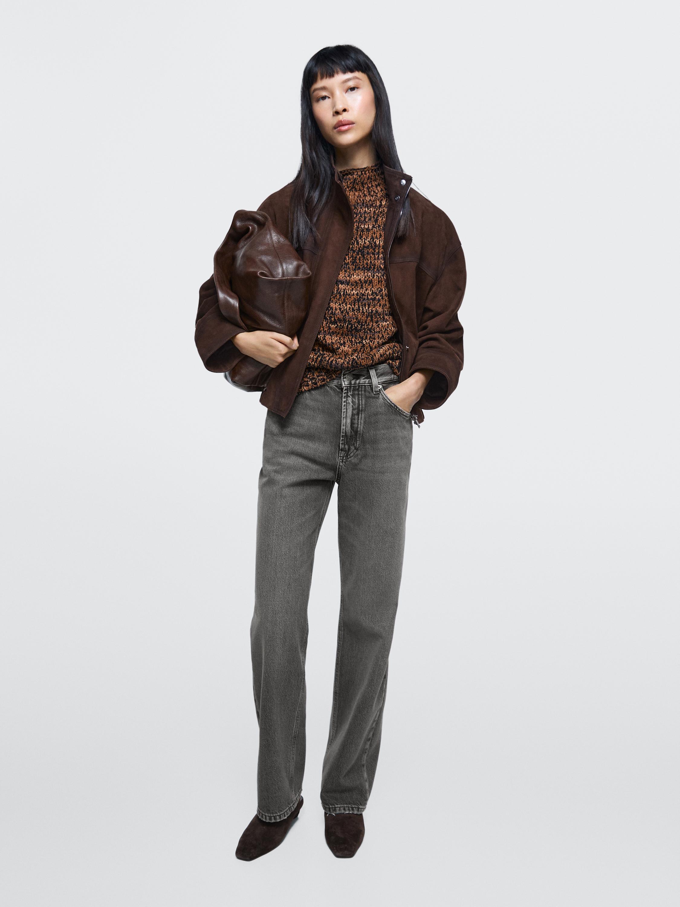 Straight-leg high-waist jeans — CHARCOAL