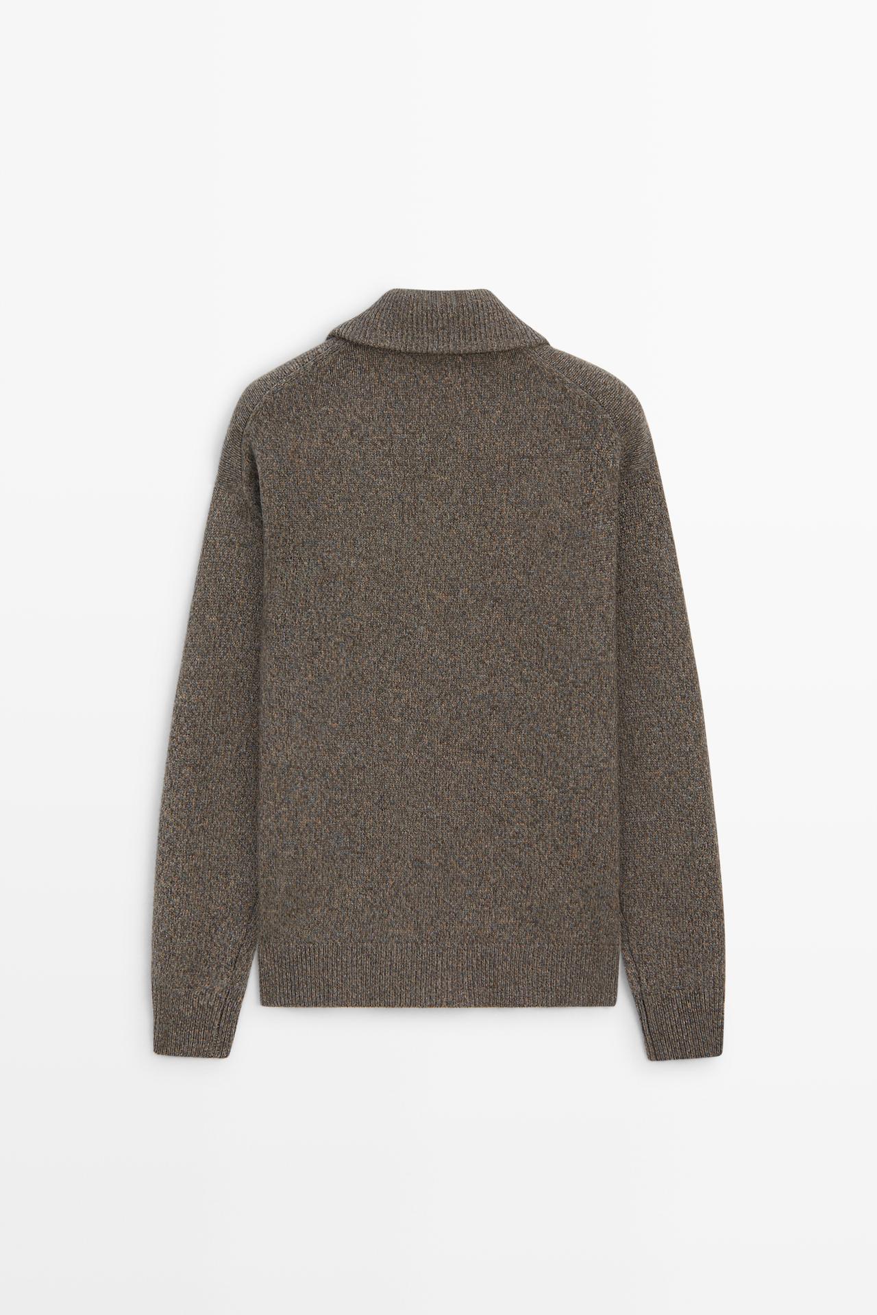 100% wool knit zip-up cardigan — MINK