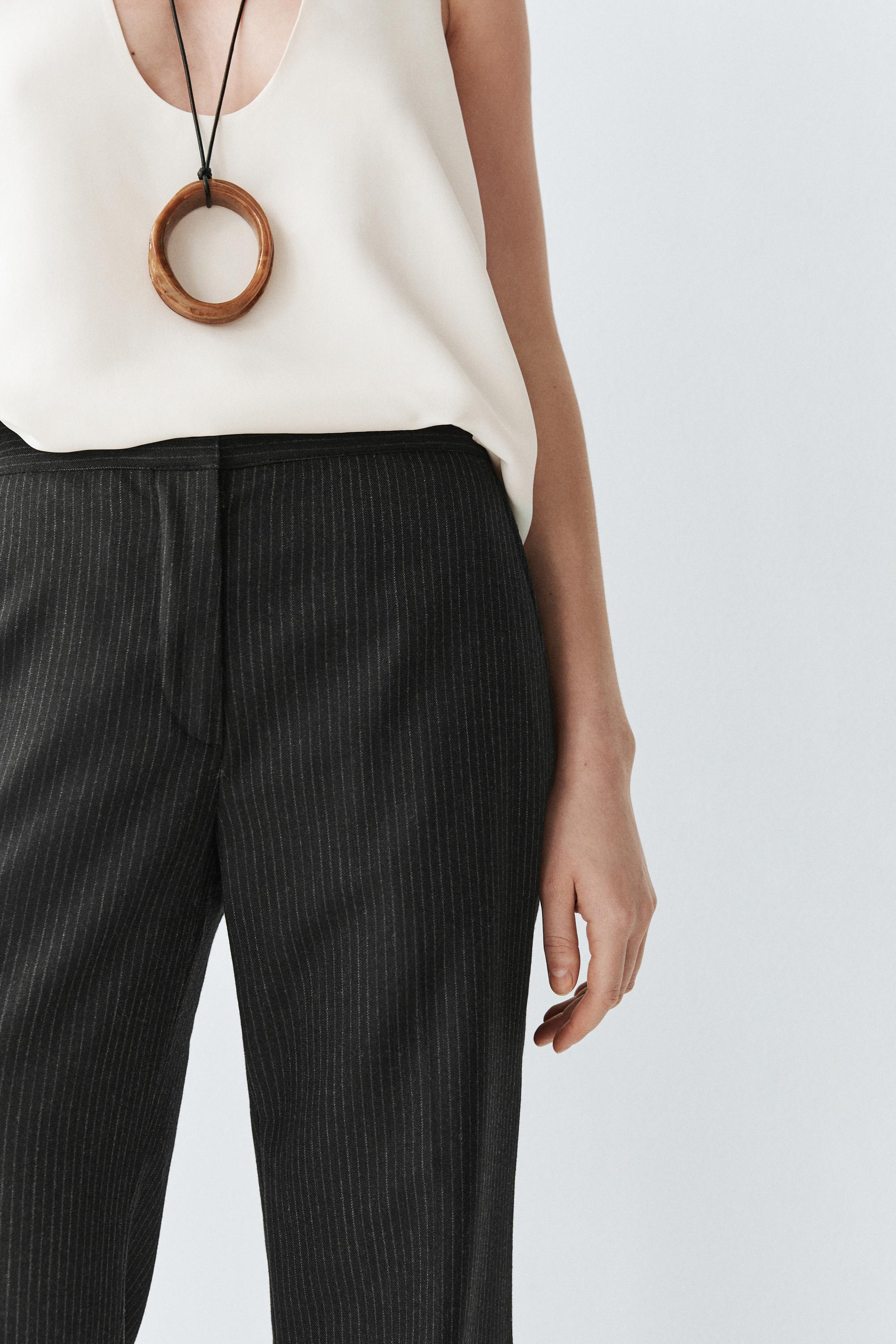 Flare fit pinstripe trousers — CHARCOAL