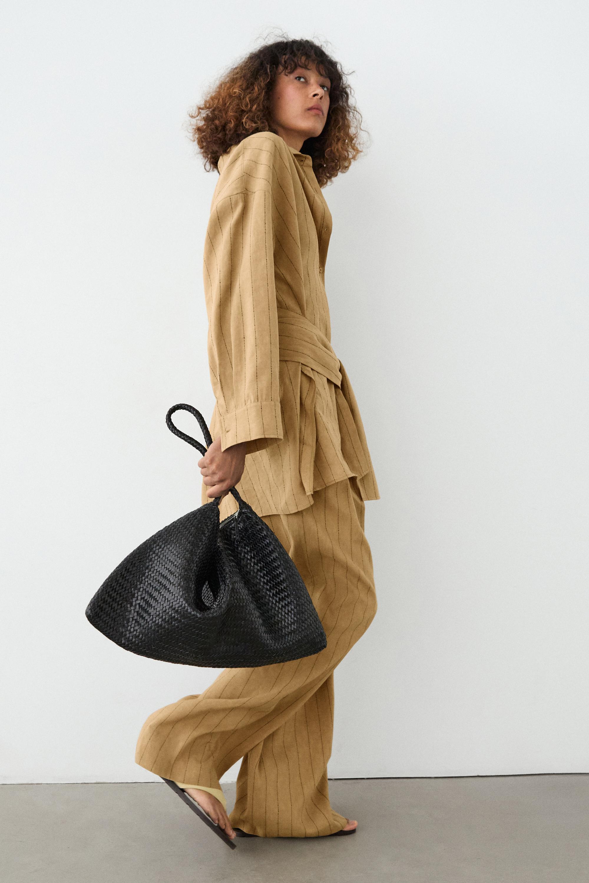 Darted wide-leg trousers — MUSTARD YELLOW
