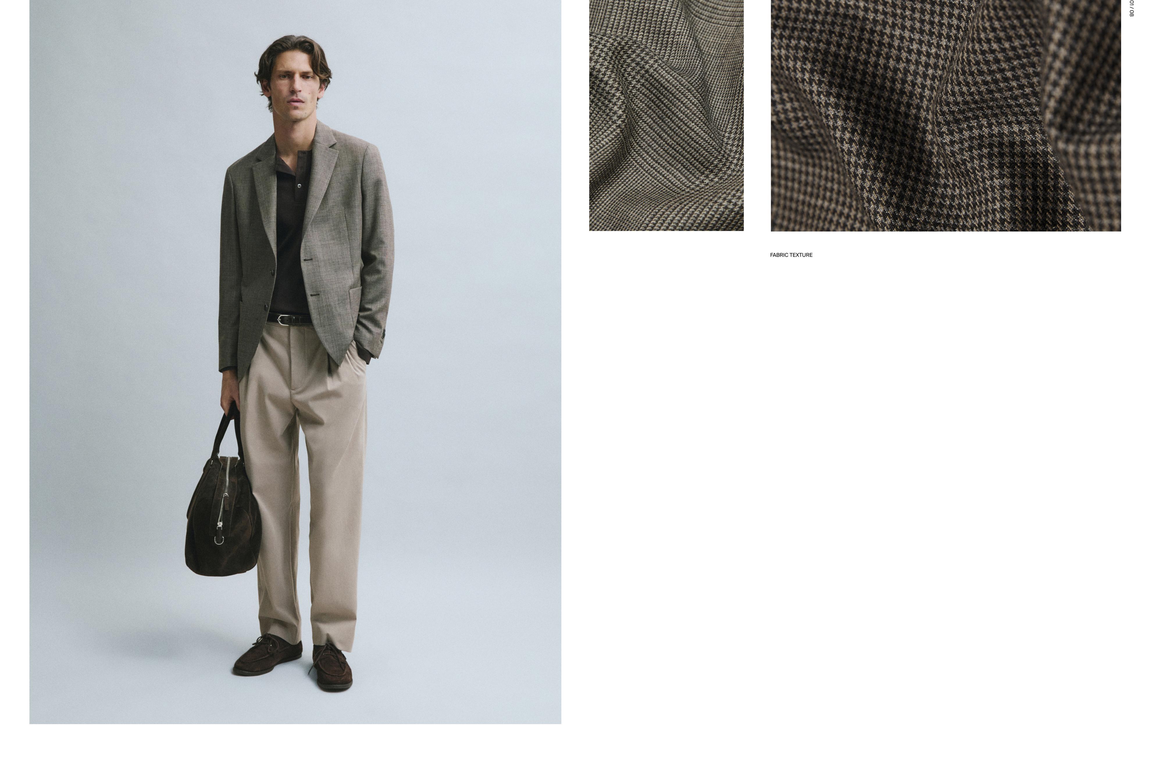 Tailored 100% wool check blazer — MINK