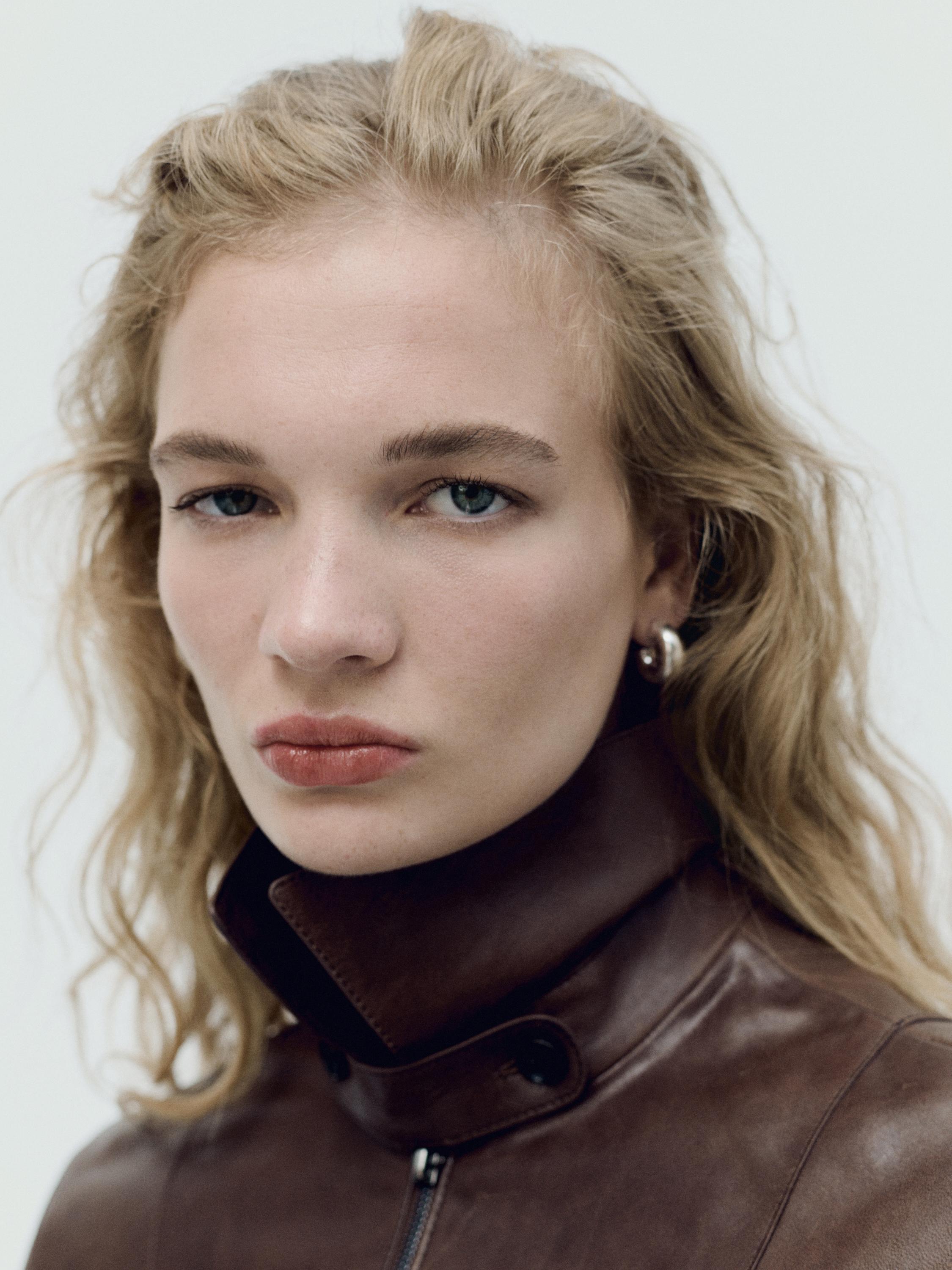 Short nappa leather jacket