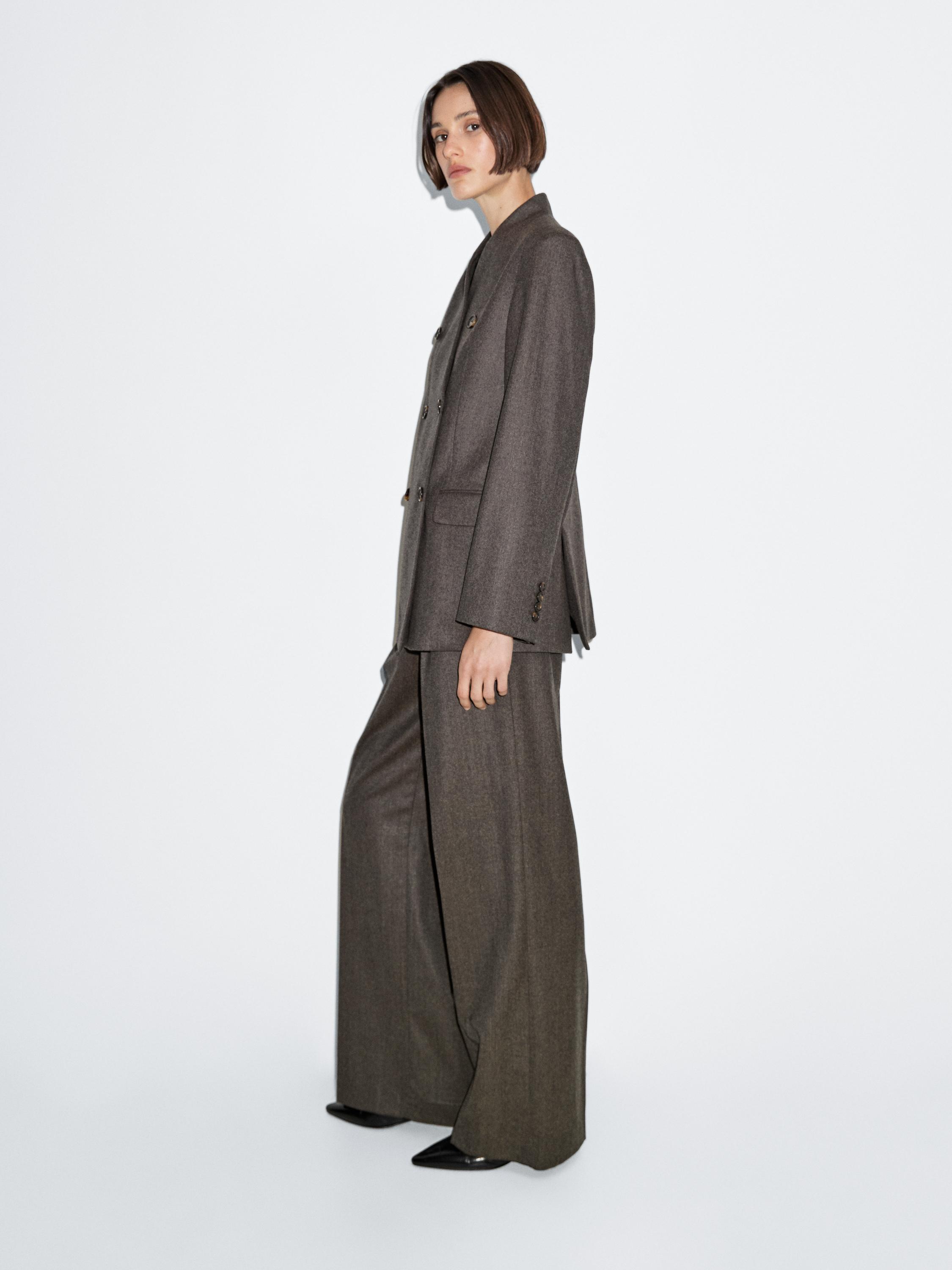 100% wool melange suit trousers